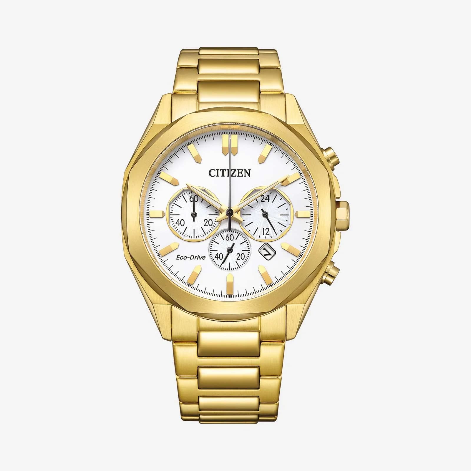 Citizen Eco-Drive Chrono, guld/vit - CA4592-85A