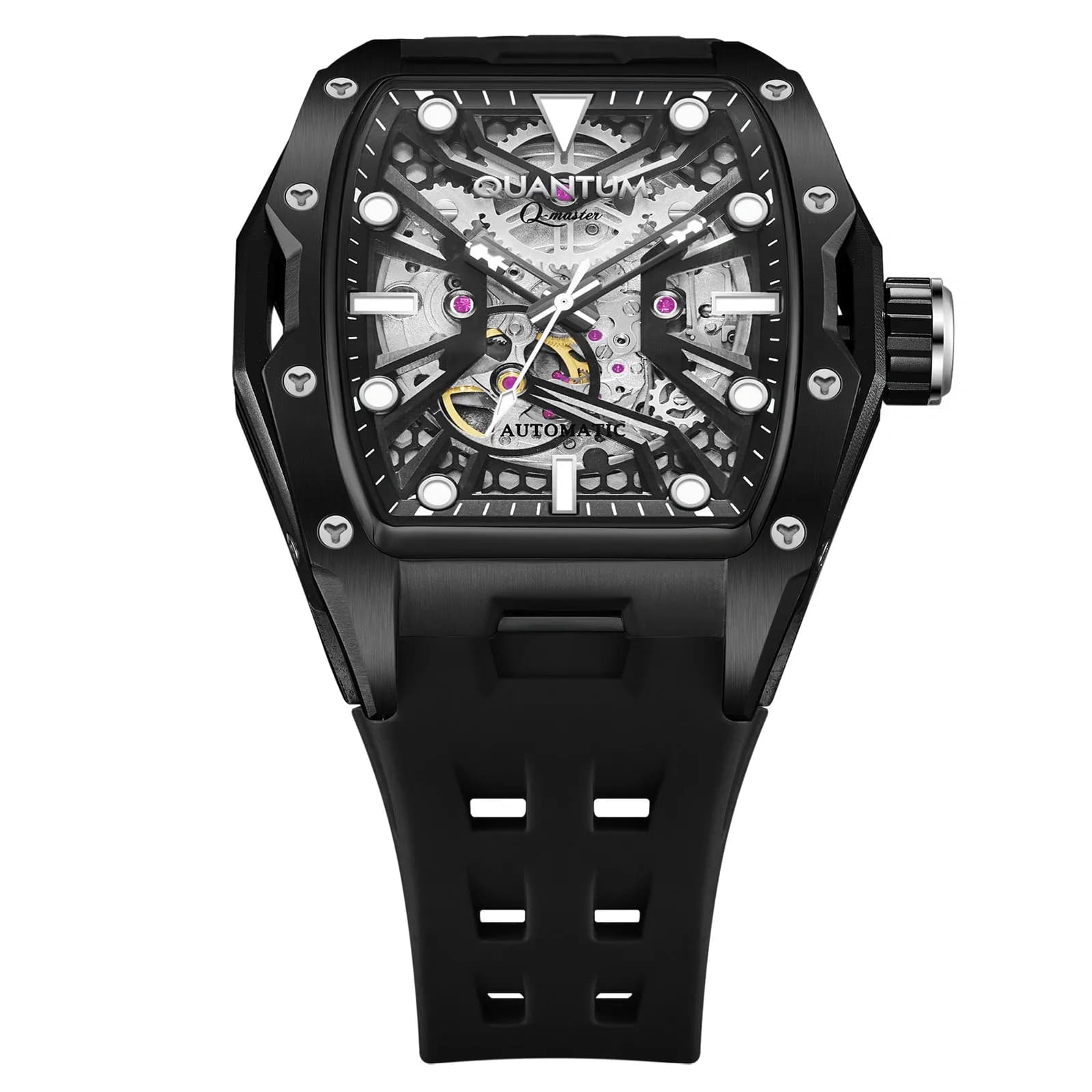 Quantum Automatic herr svart/stål, silikonband - QMG1103.651 5