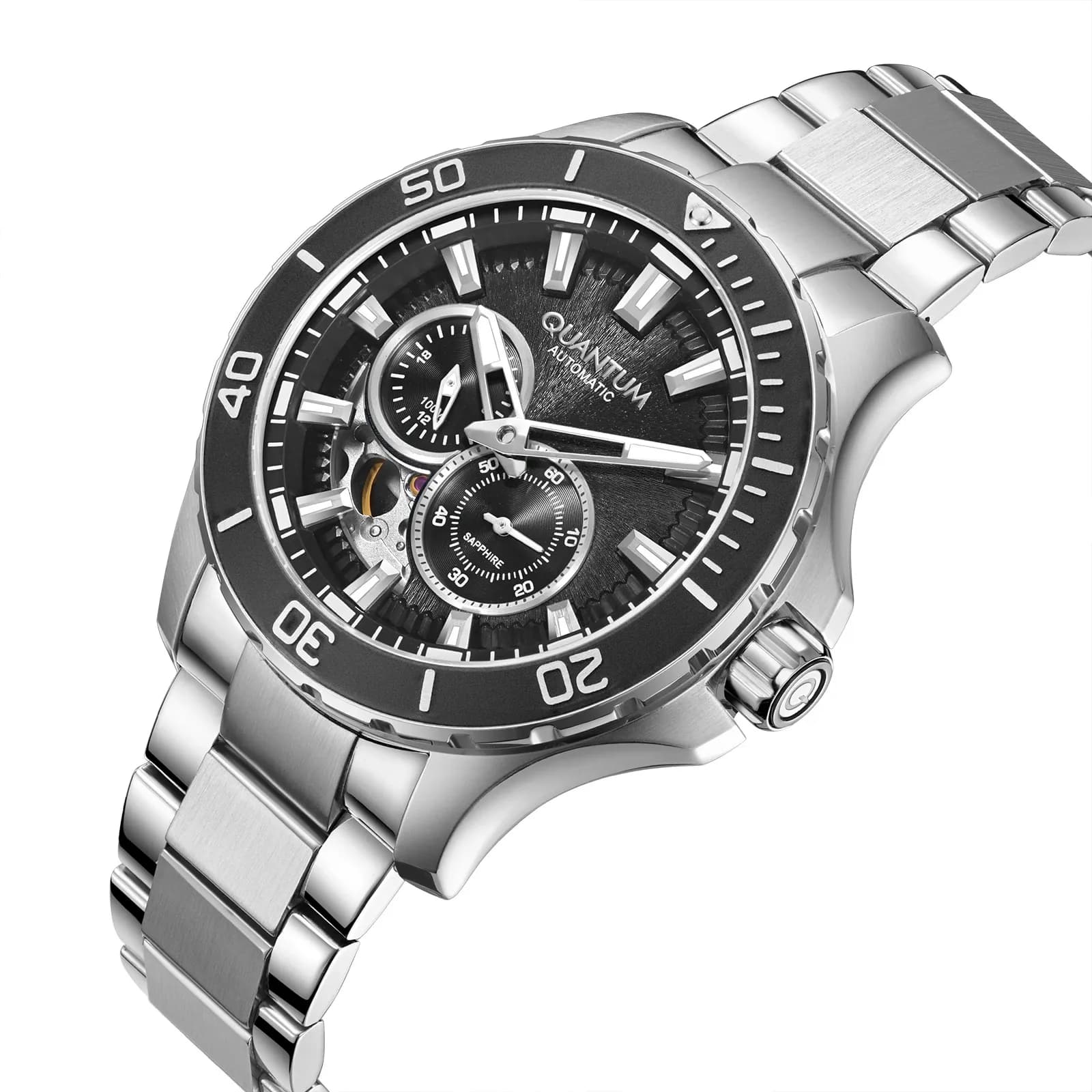 Quantum Automatic herr svart/stål, metallband - QMG1188.350 5