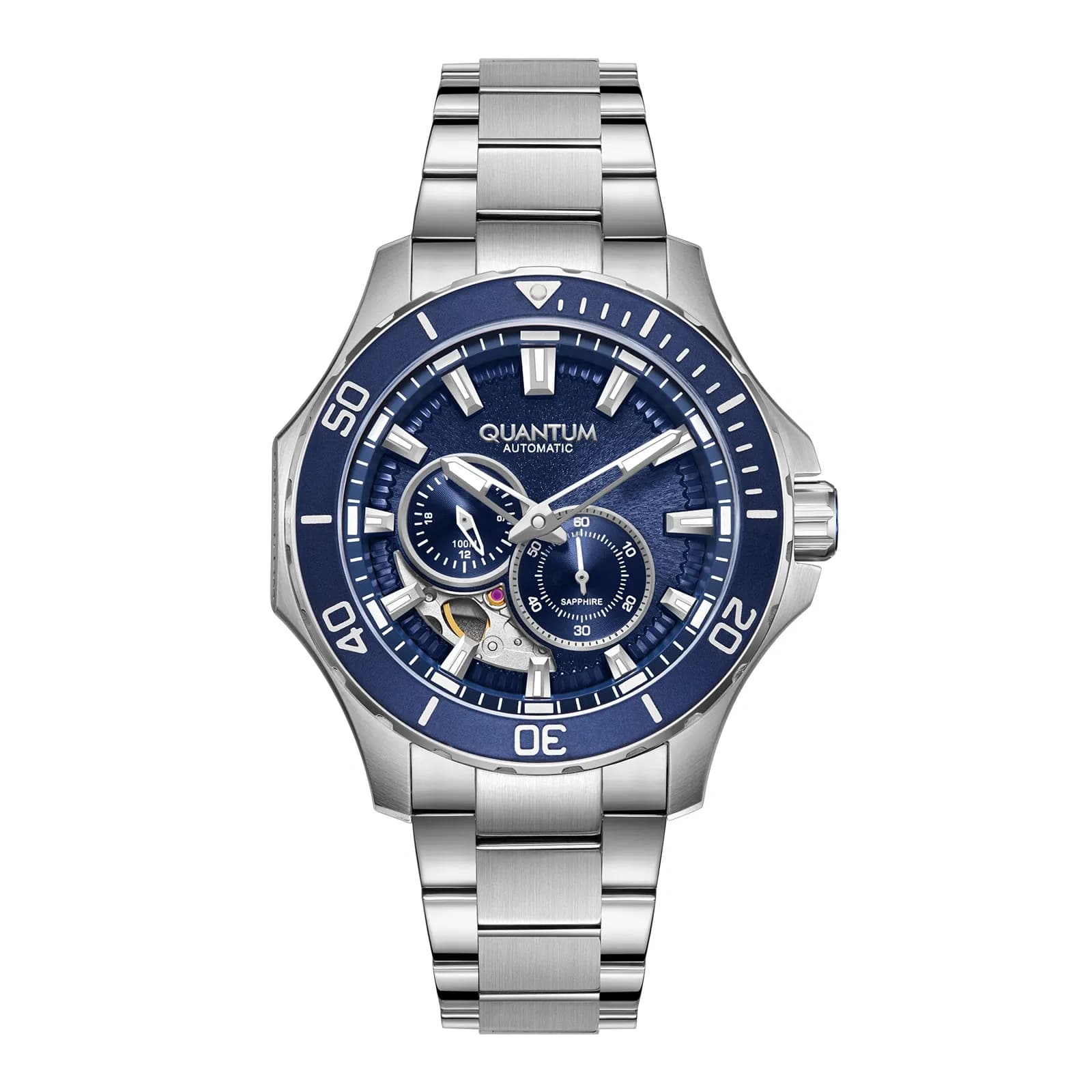Quantum Automatic herr blå/stål, metallband - QMG1188.390 1