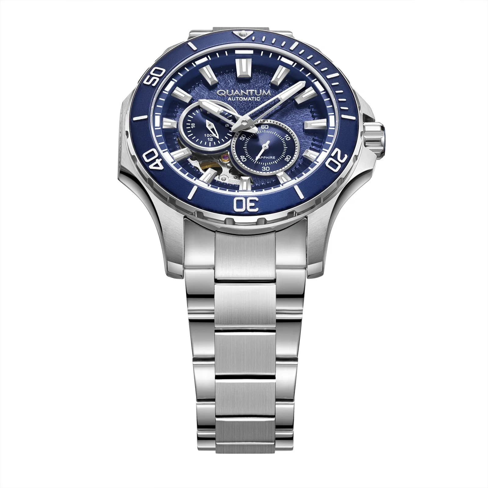 Quantum Automatic herr blå/stål, metallband - QMG1188.390 4