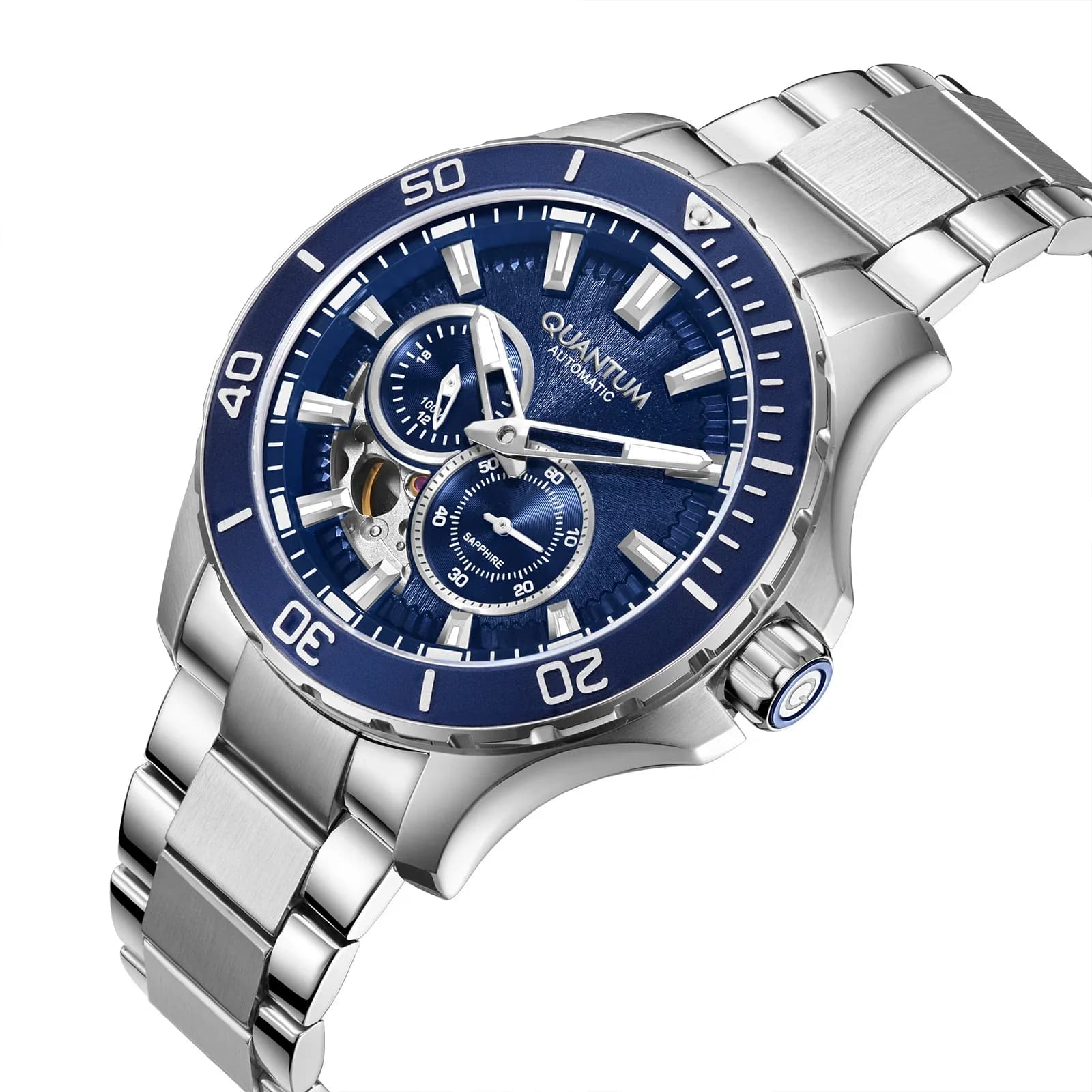 Quantum Automatic herr blå/stål, metallband - QMG1188.390 5