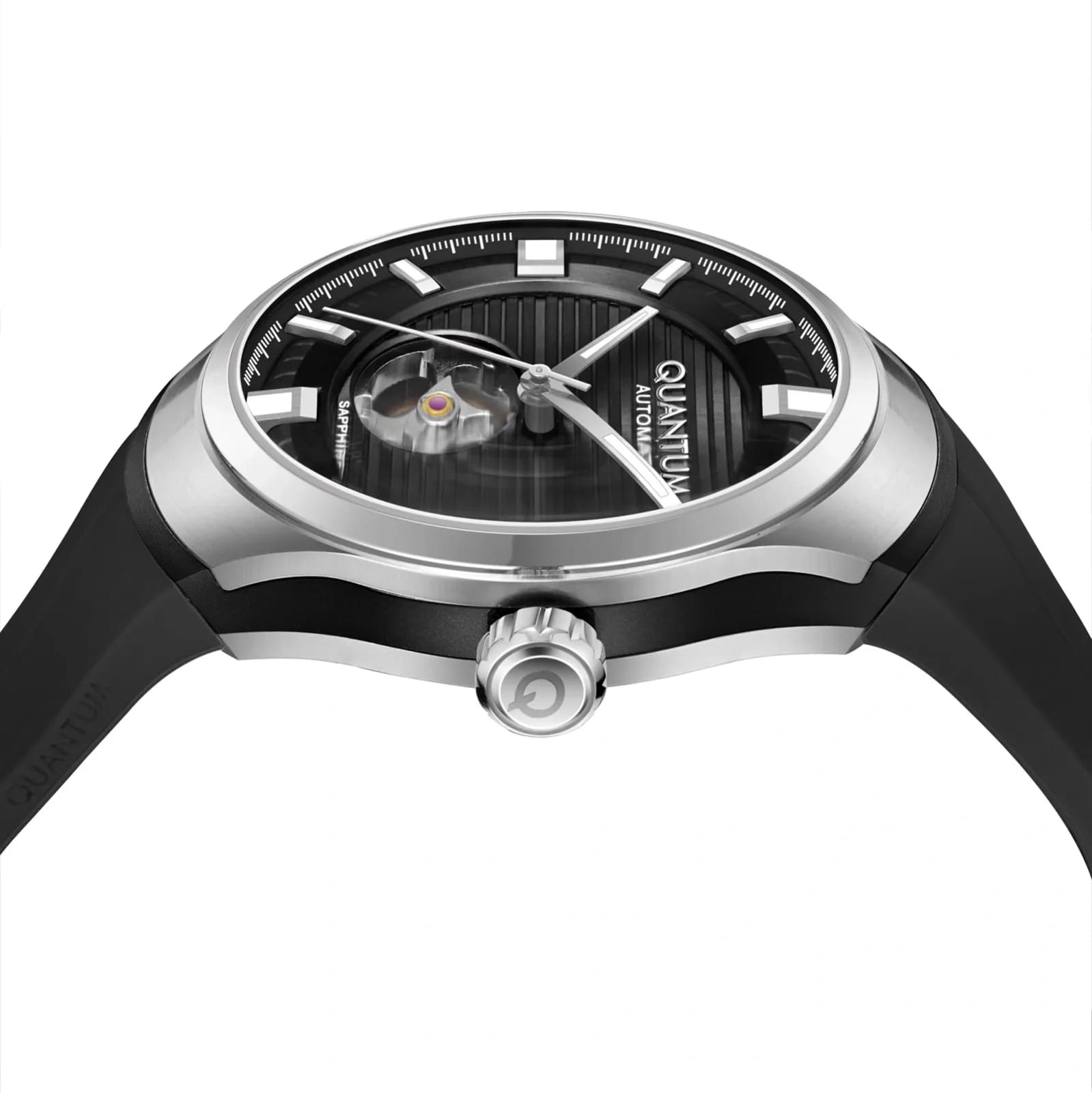 Quantum Automatic herr svart/stål, silikonband - QMG1203.351 7