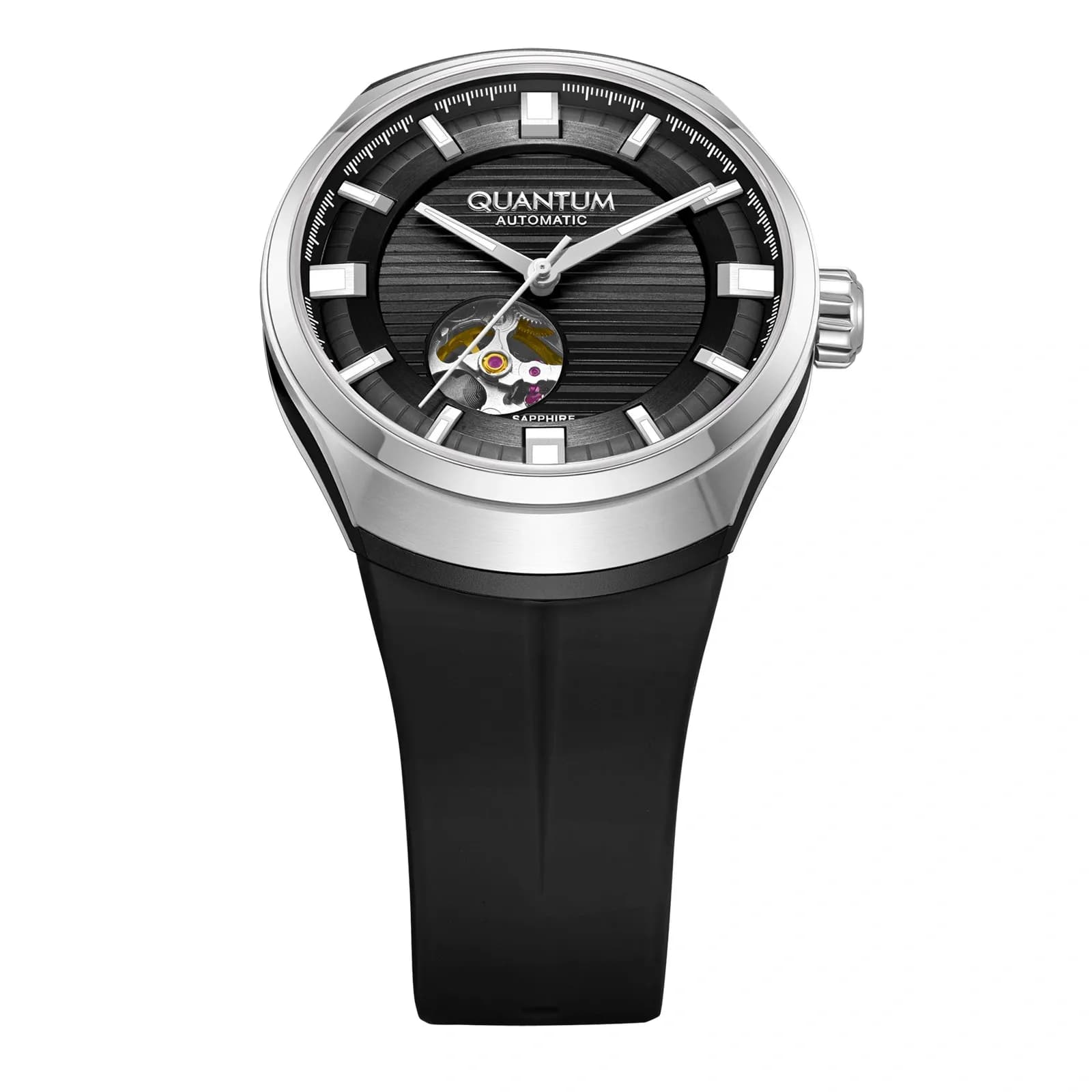 Quantum Automatic herr svart/stål, silikonband - QMG1203.351 8