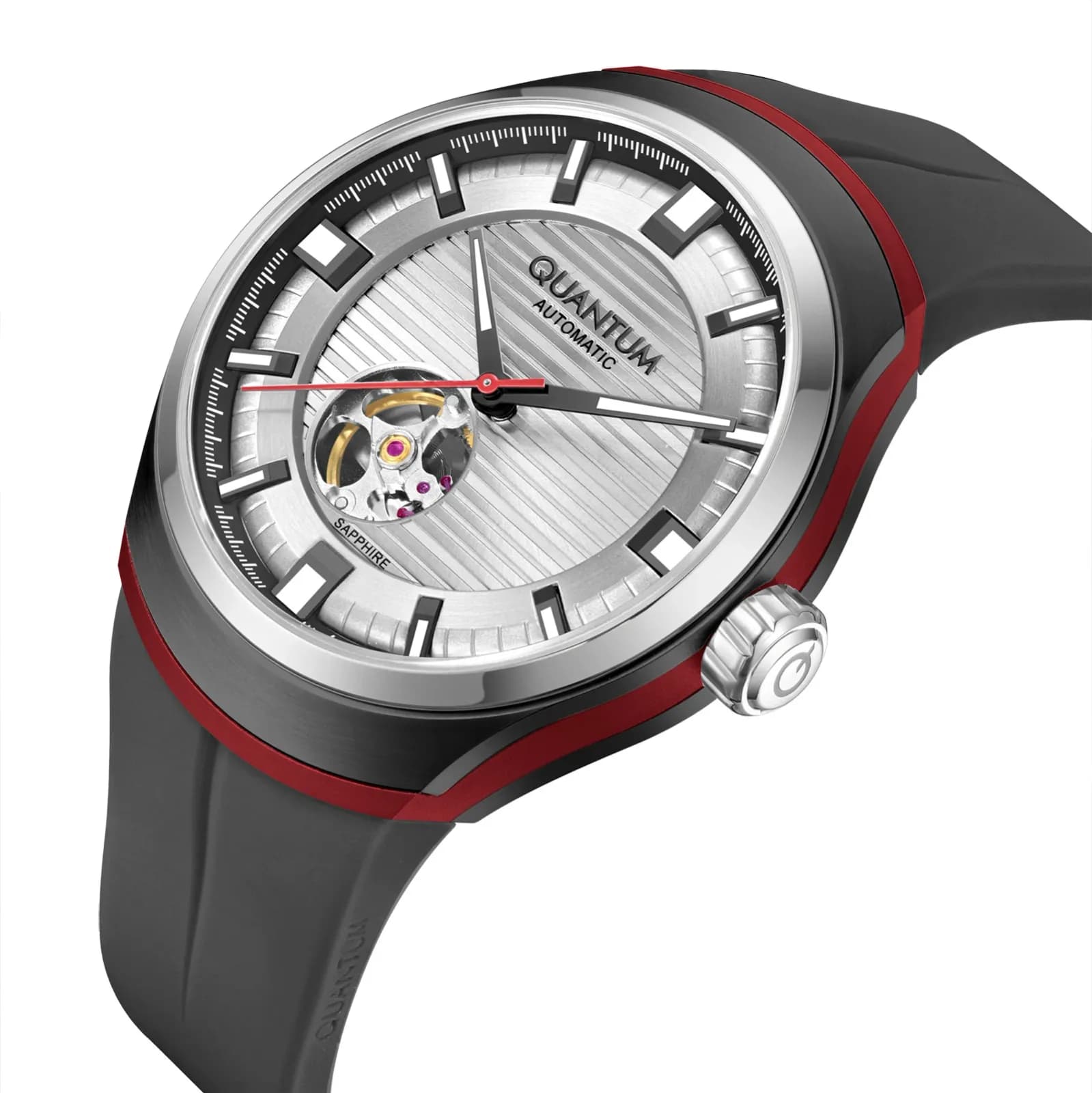 Quantum Automatic herr stål, silikonband - QMG1203.631 10