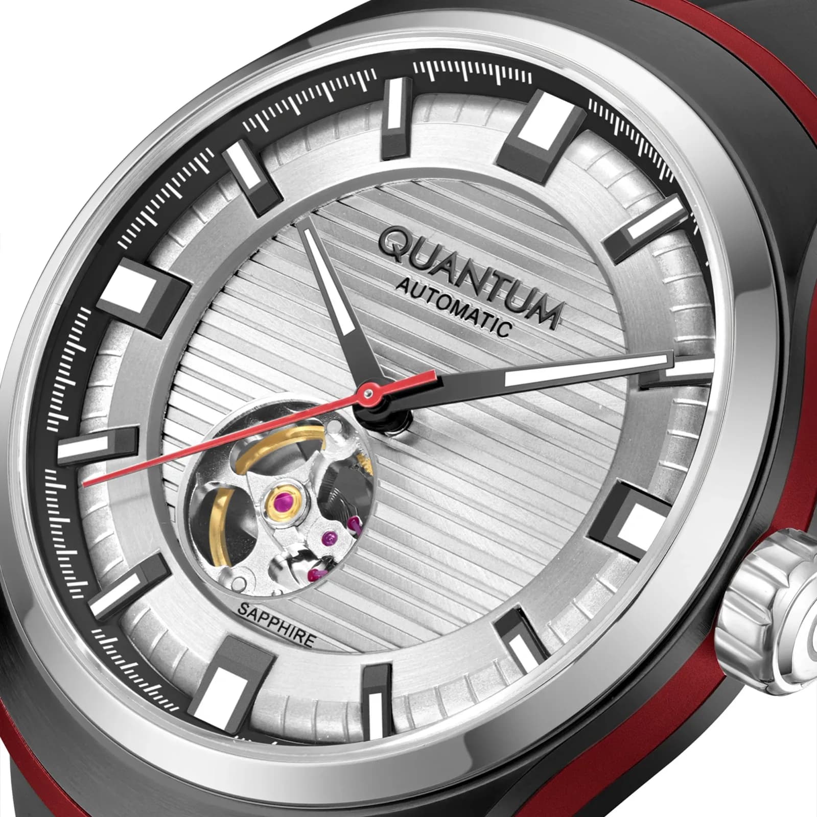 Quantum Automatic herr stål, silikonband - QMG1203.631 6