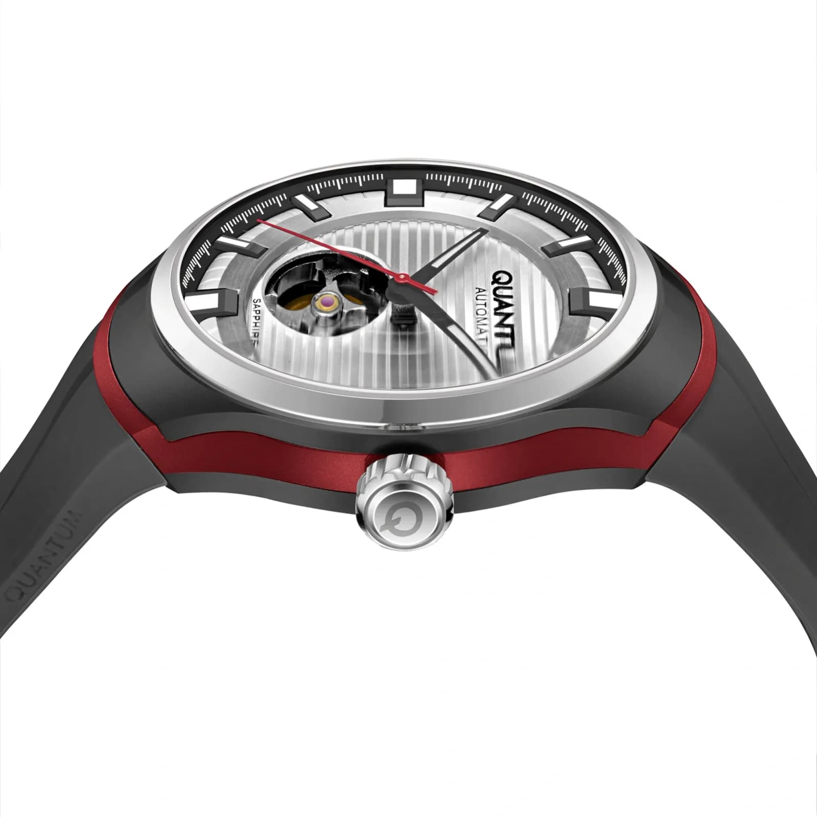 Quantum Automatic herr stål, silikonband - QMG1203.631 8