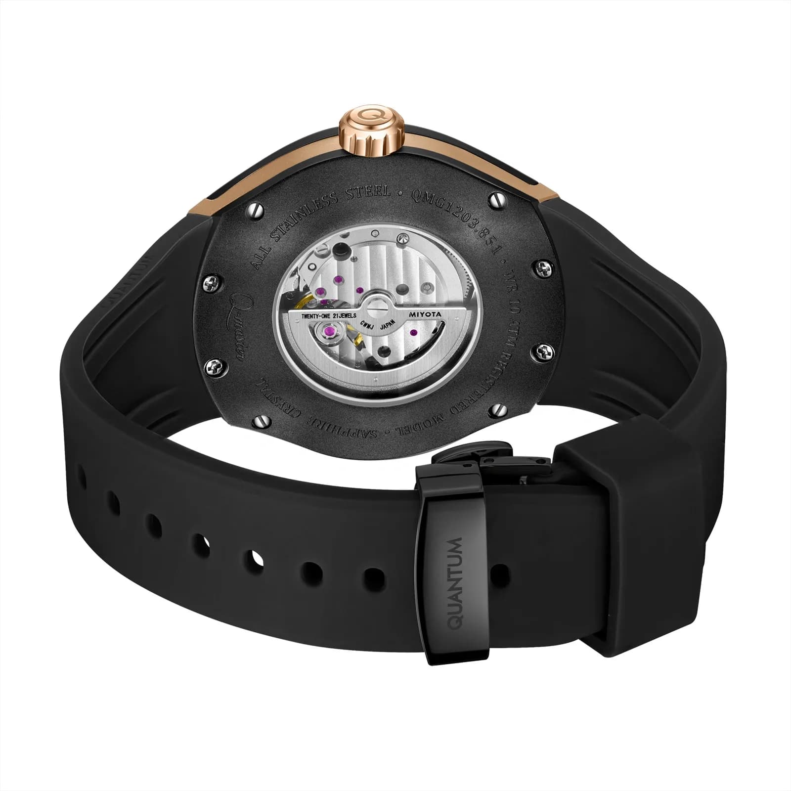 Quantum Automatic herr svart/stål, silikonband - QMG1203.851 5