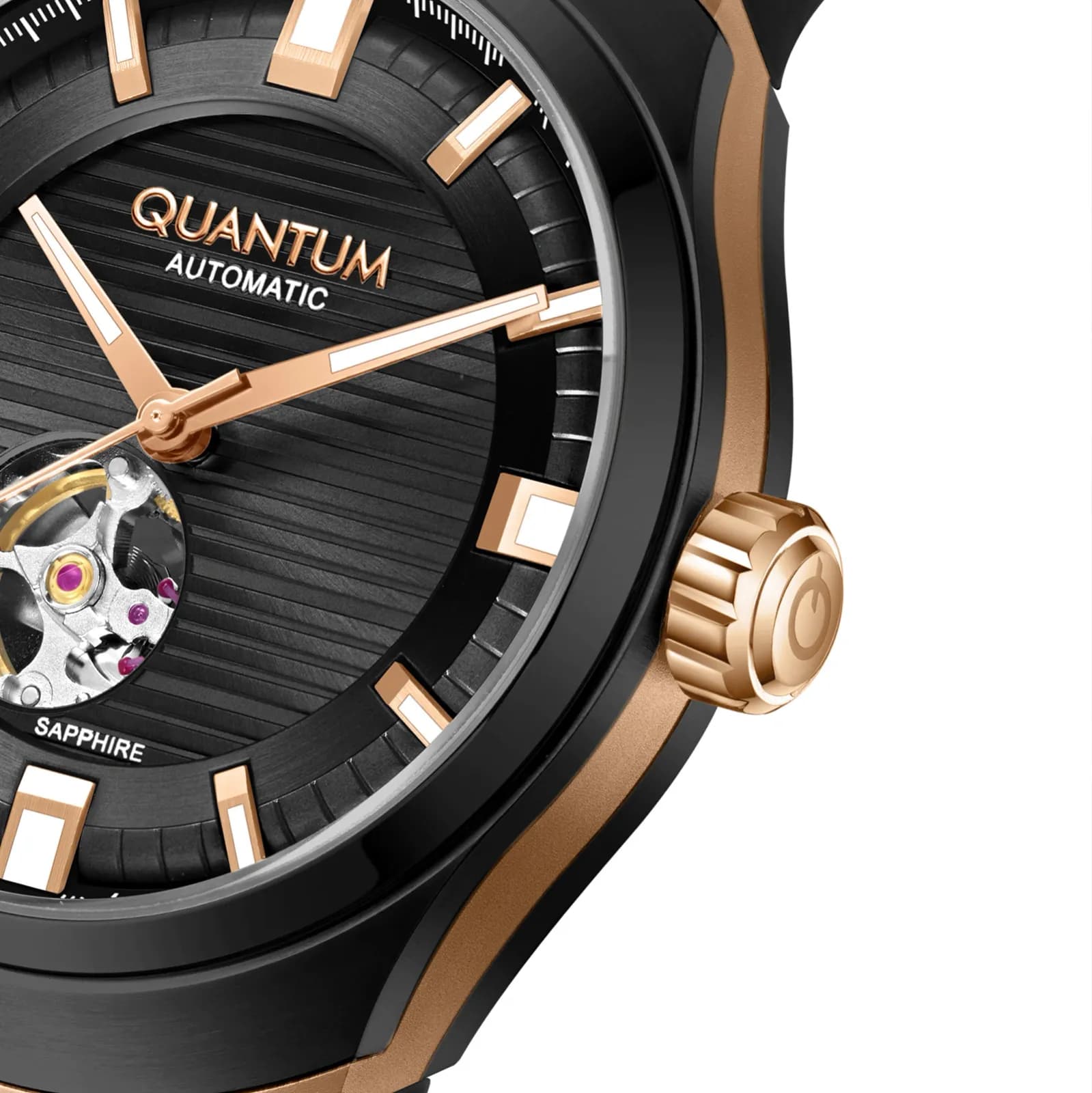 Quantum Automatic herr svart/stål, silikonband - QMG1203.851 7