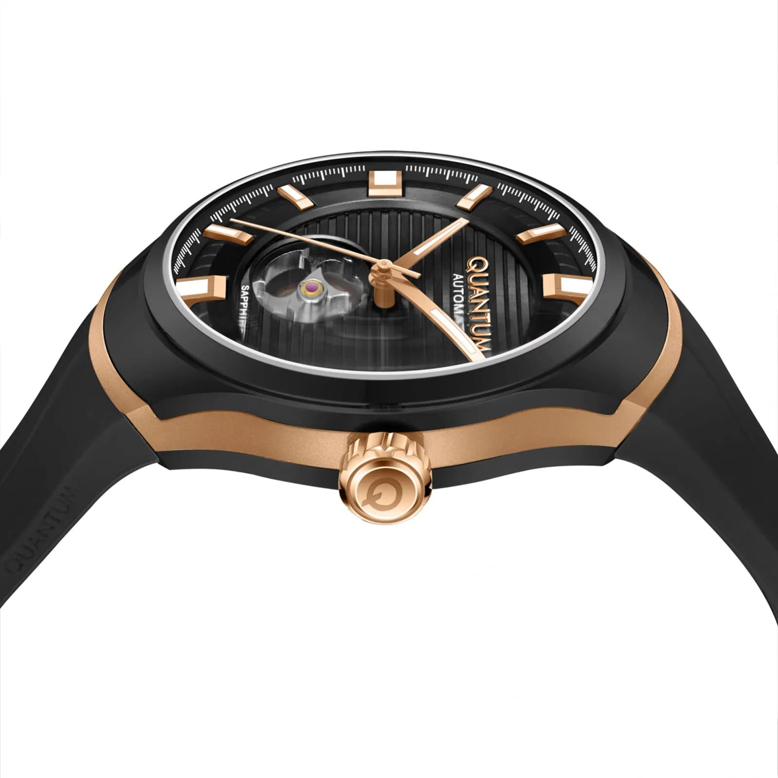 Quantum Automatic herr svart/stål, silikonband - QMG1203.851 8