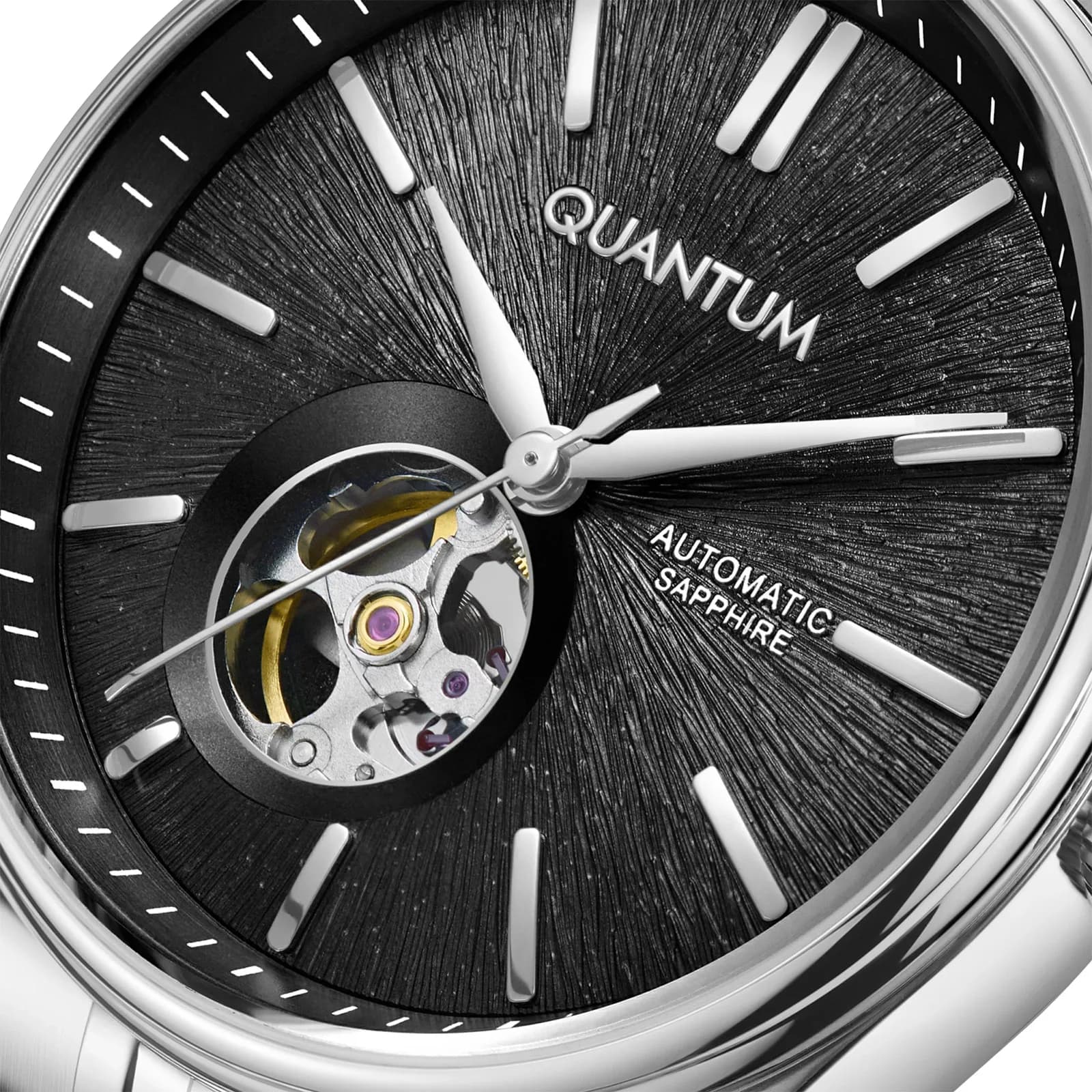 Quantum Automatic herr svart/stål, metallband - QMG1207.350 4