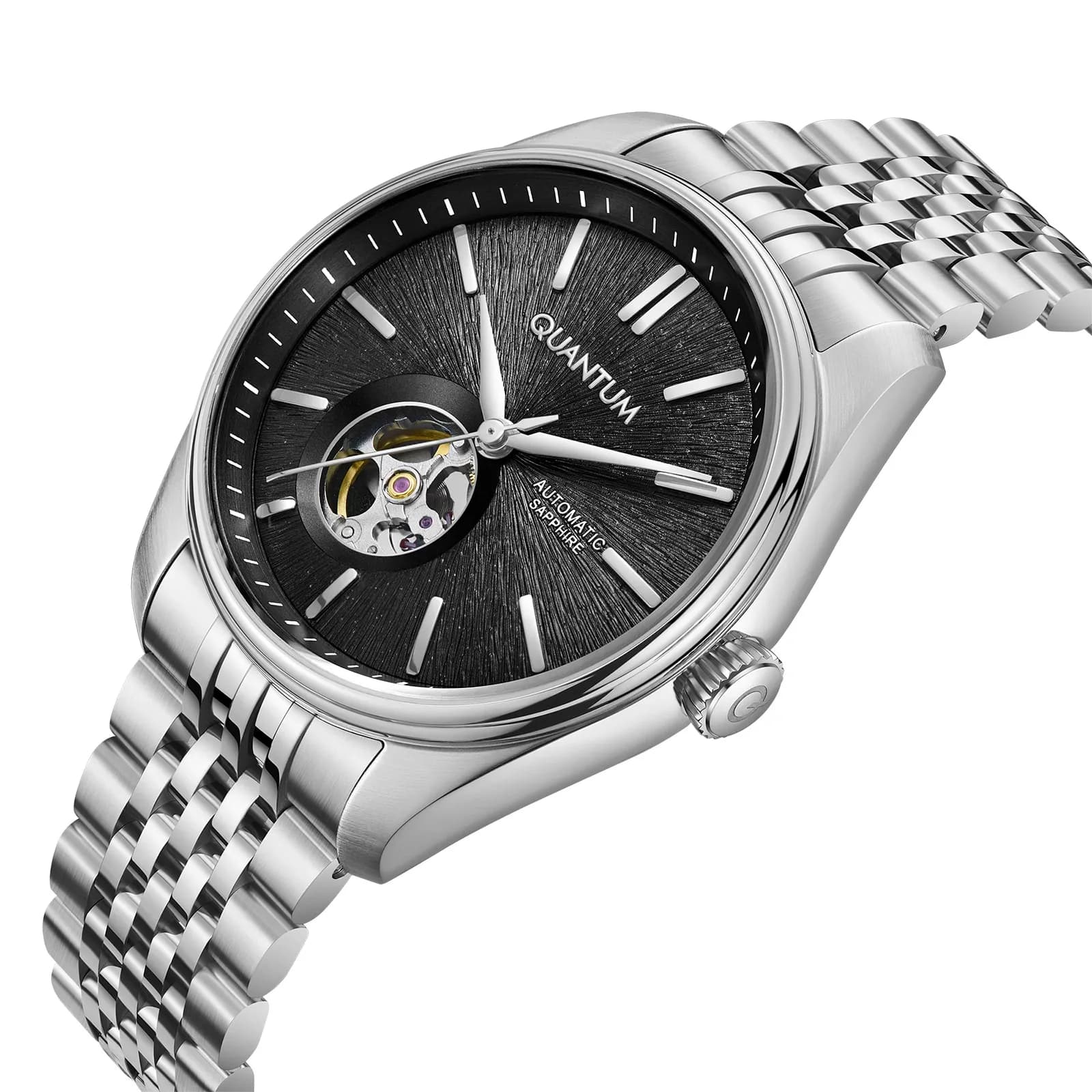 Quantum Automatic herr svart/stål, metallband - QMG1207.350 9