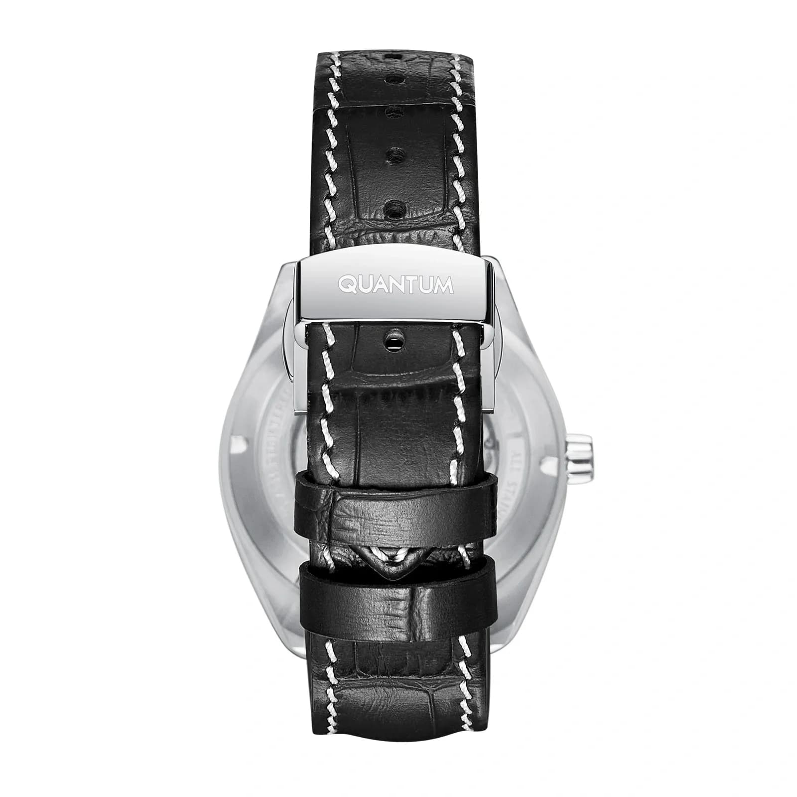Quantum Automatic herr svart/stål, läderband - QMG1241.351 3