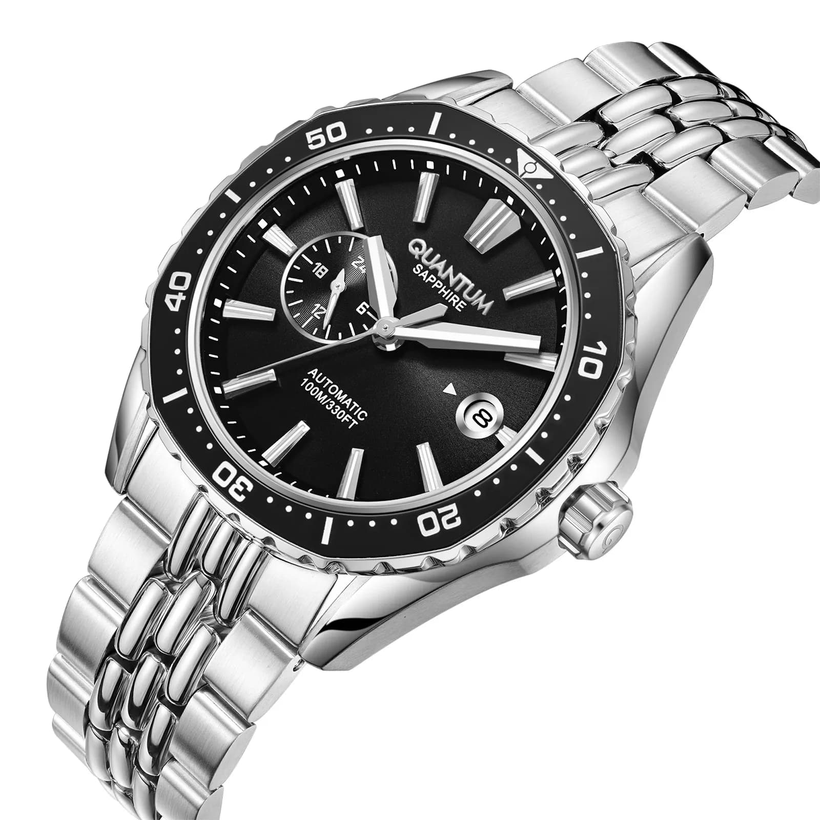 Quantum Automatic herr svart/stål, metallband - QMG1257.350 4