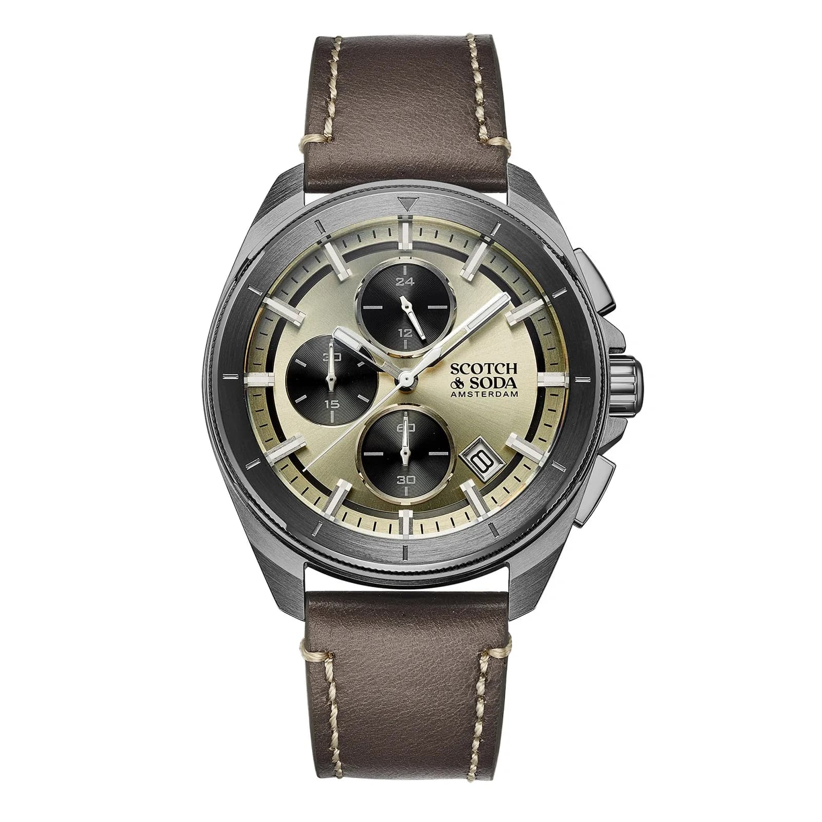 Scotch & Soda herr guld/grå, läderband - SSM.109E