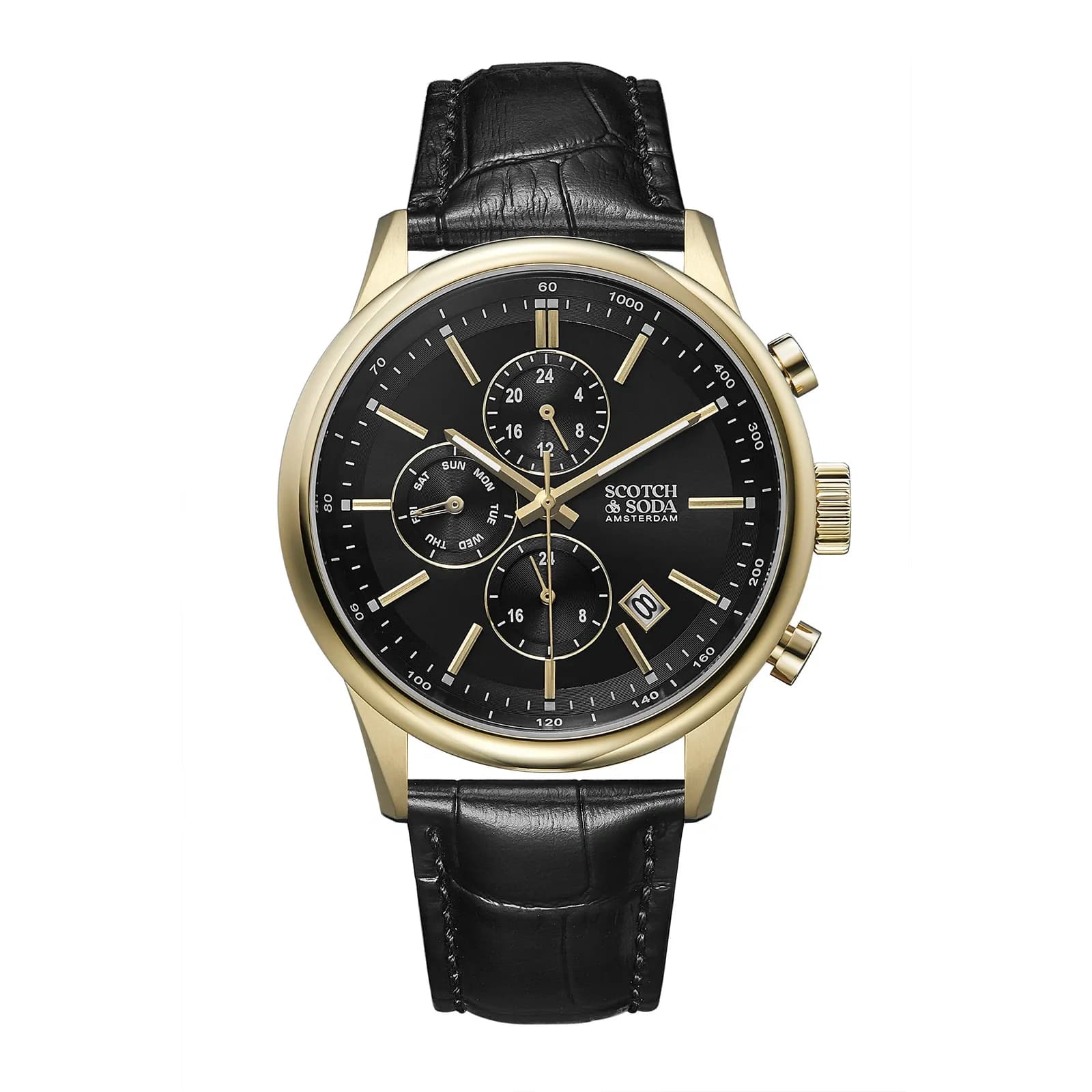 Scotch & Soda herr svart/guld, läderband - SSM.116D
