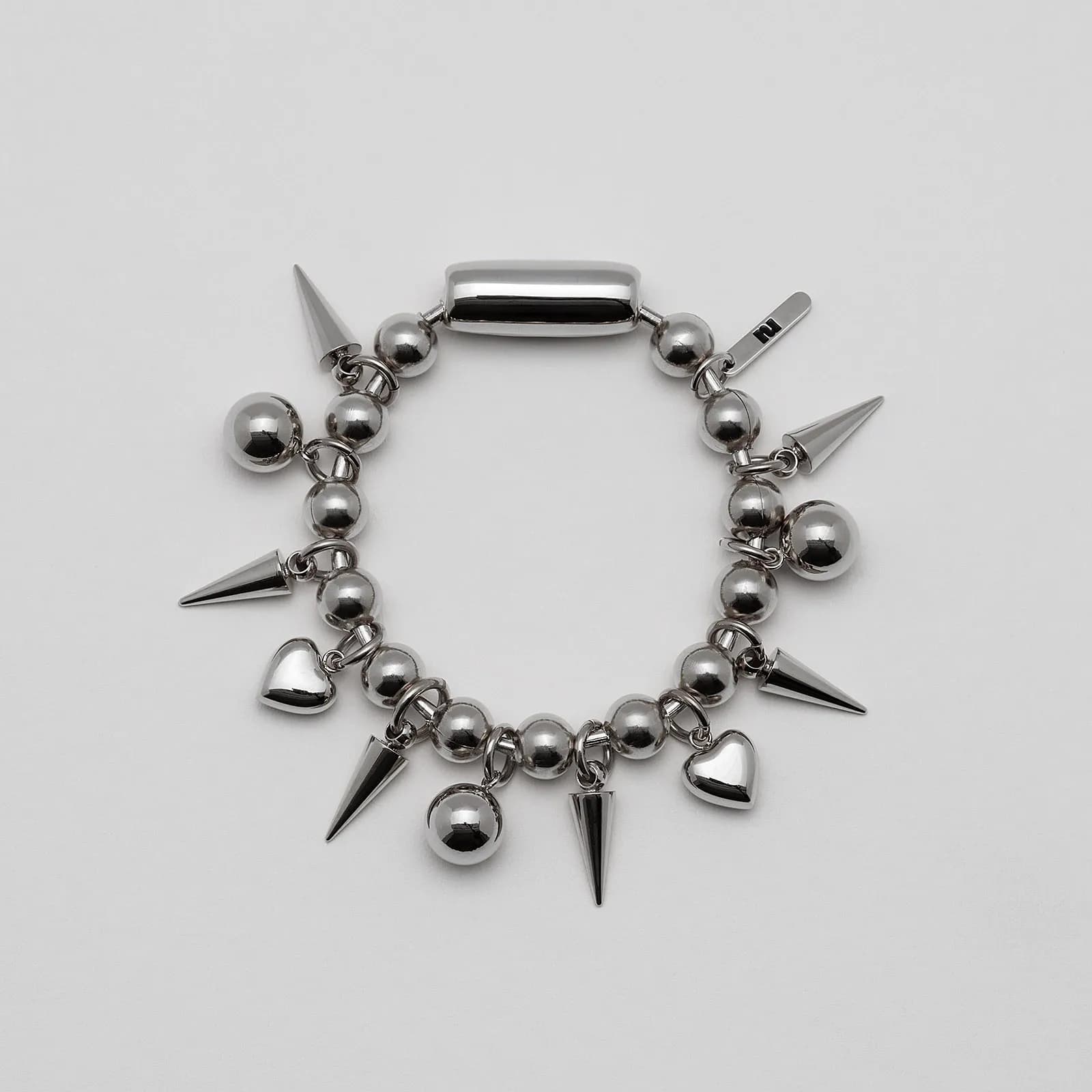 Armband stål, kularmband med kulor, hjärtan, spikes