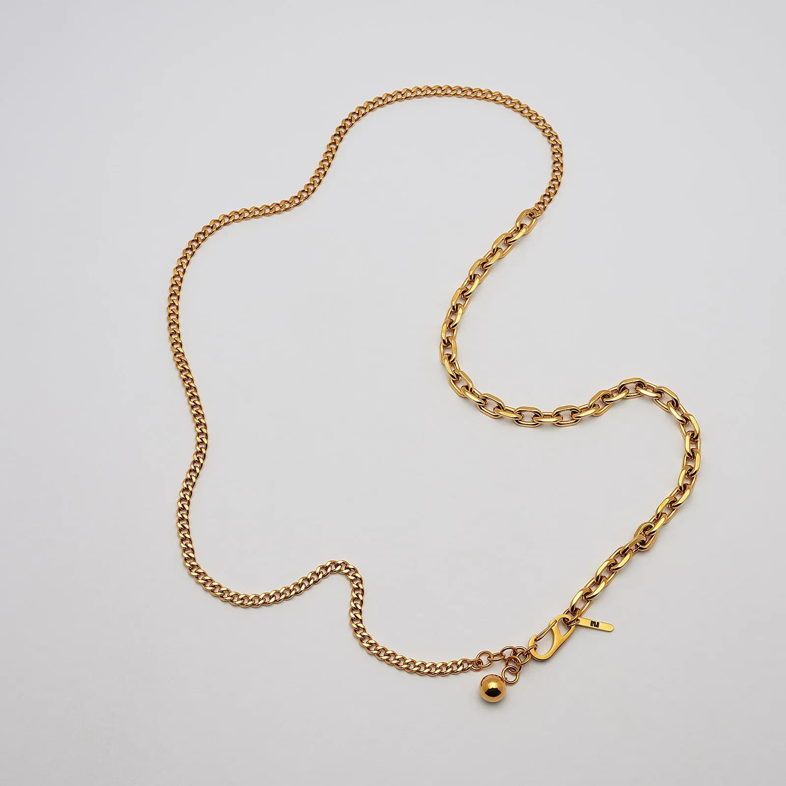 Halsband i guldpläterat stål, ankare/pansar - 82+4 cm