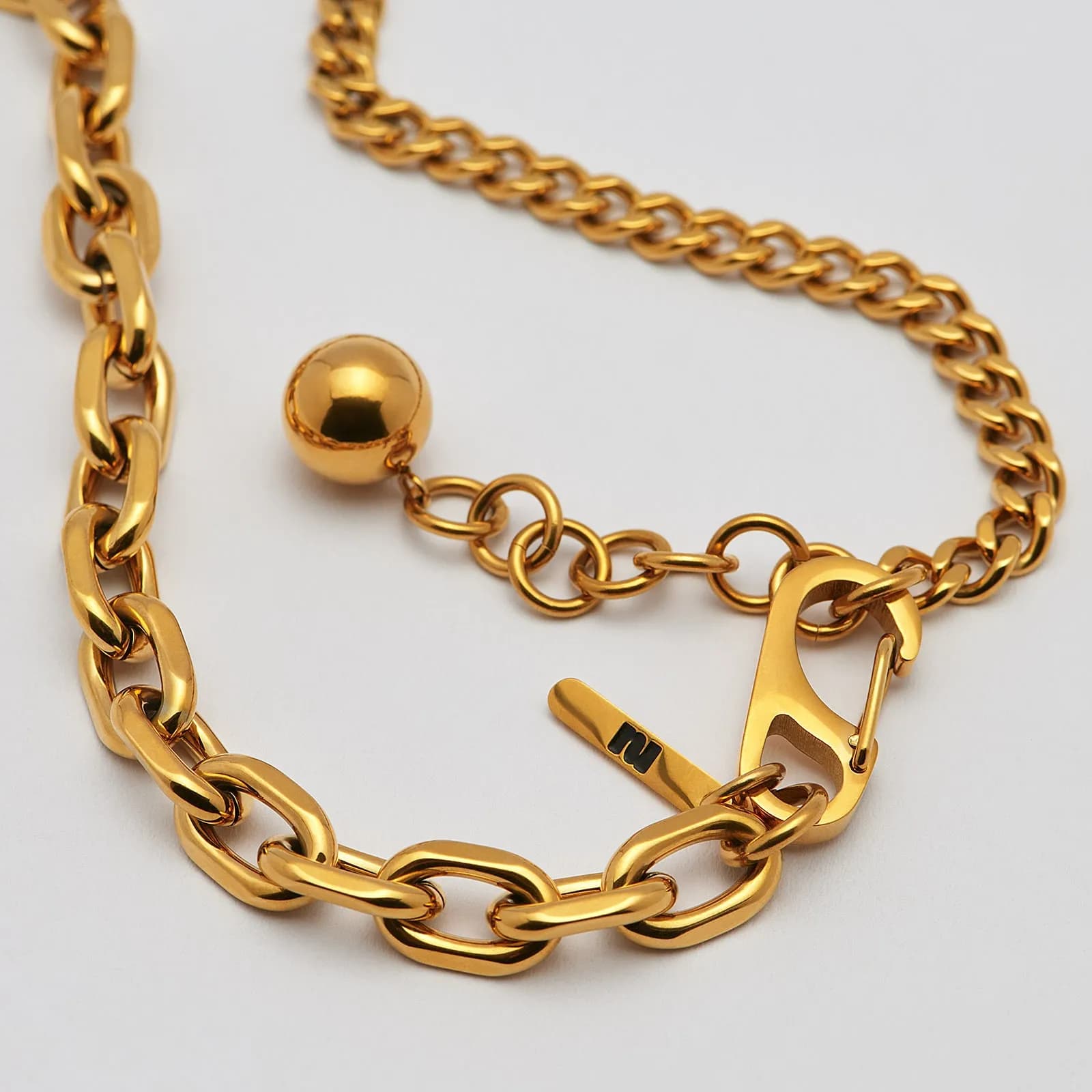Halsband i guldpläterat stål, ankare/pansar - 82+4 cm 2