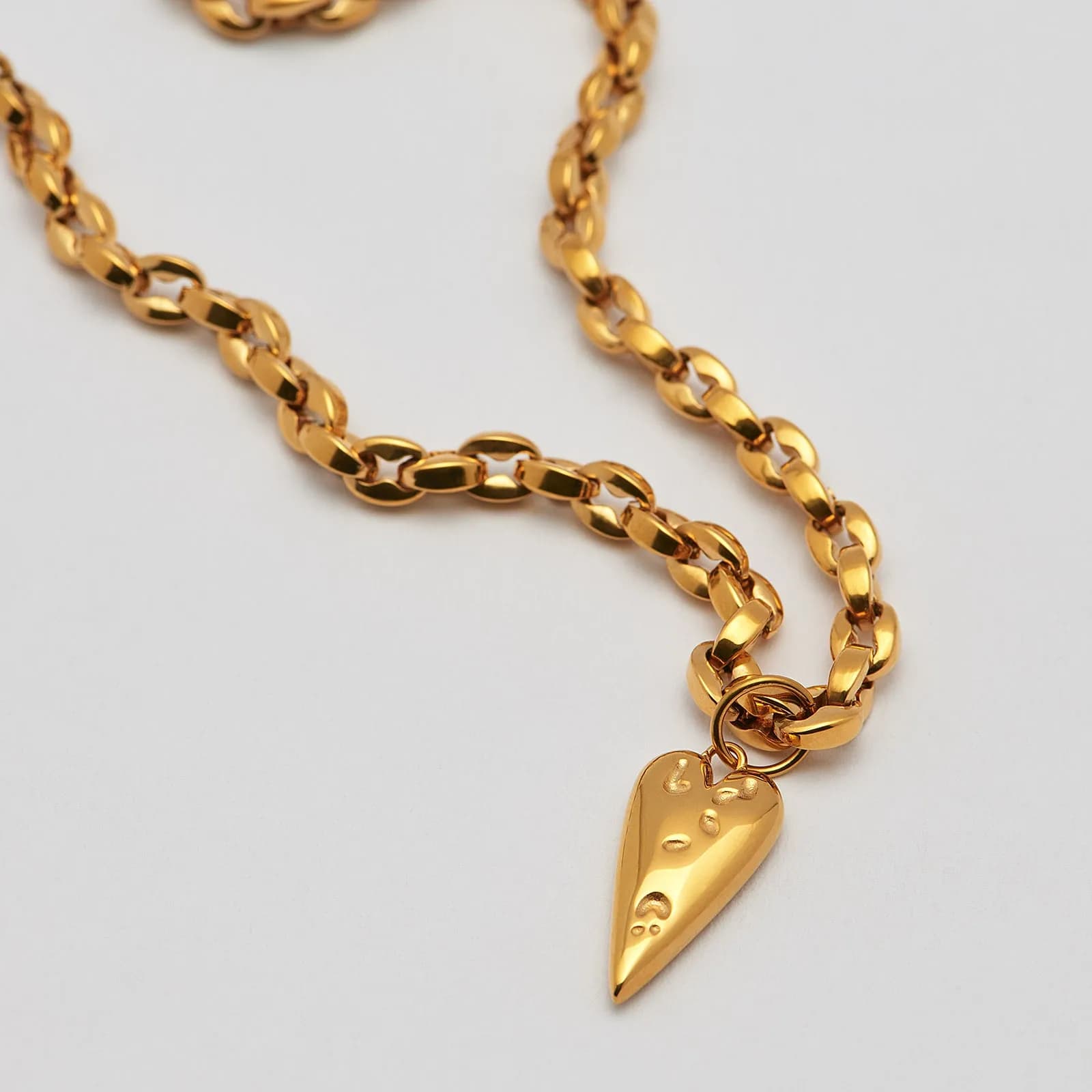 Halsband i guldpläterat stål, kedja hjärta - 5 mm x 40+5 cm 2