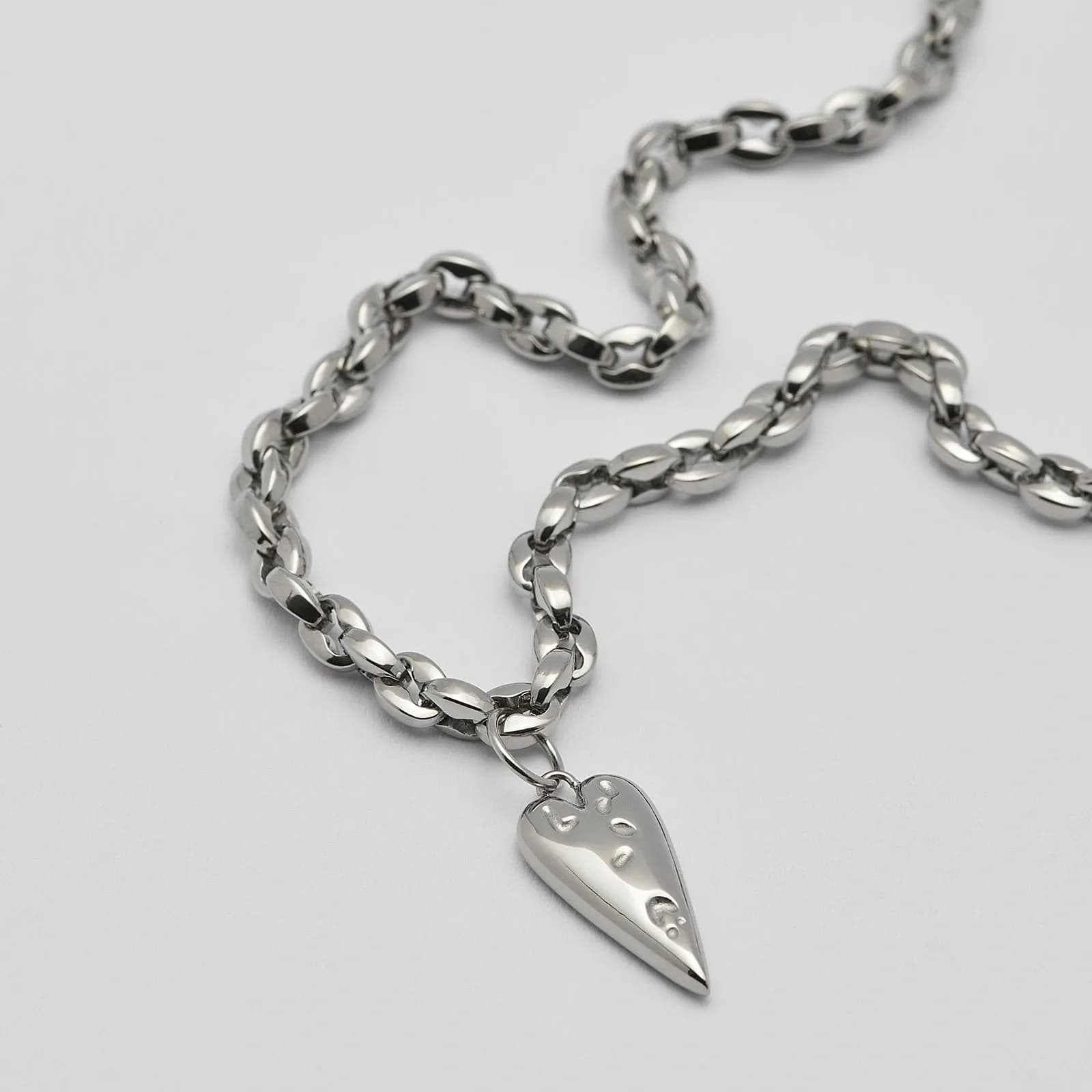 Halsband i stål, kedja med hjärta - 5 mm x 40+5 cm 2