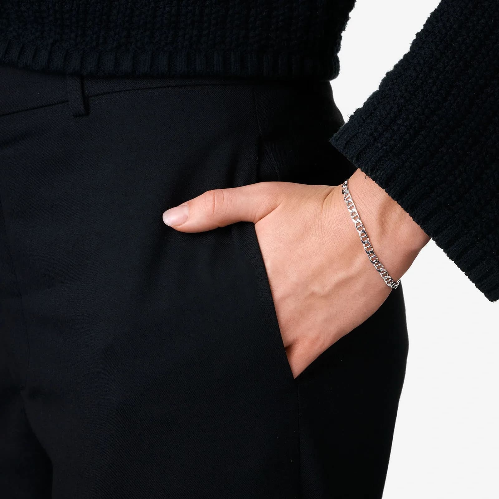 Silverarmband herr, platt ankarkedja 2