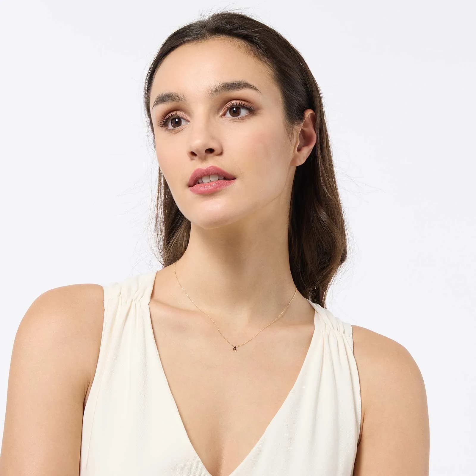 Halsband 9k guld - bokstav A, 43cm 3