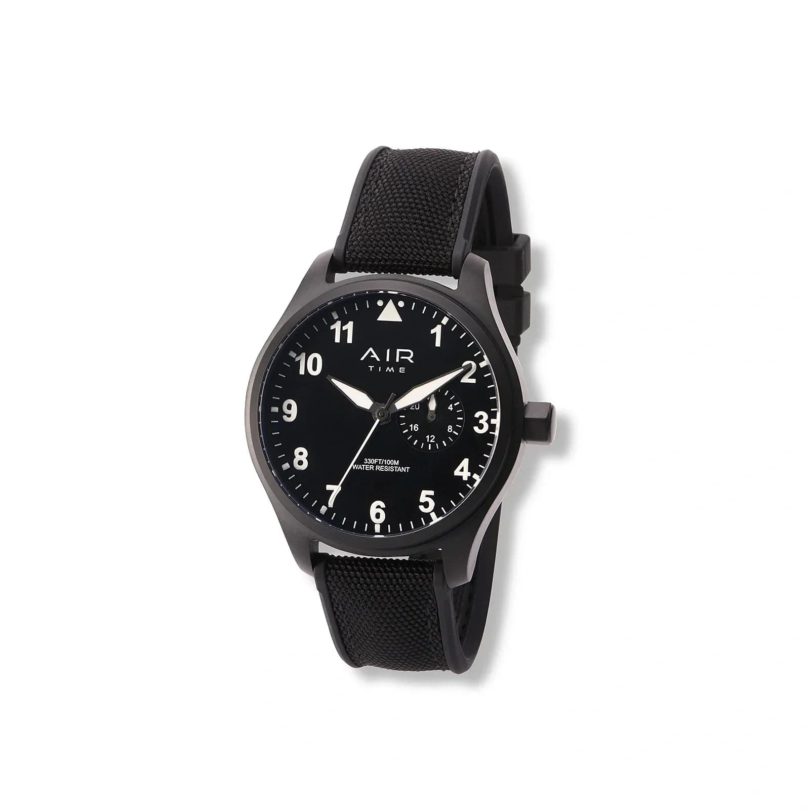 Air Time herrklocka, svart, gummiband - 44 mm
