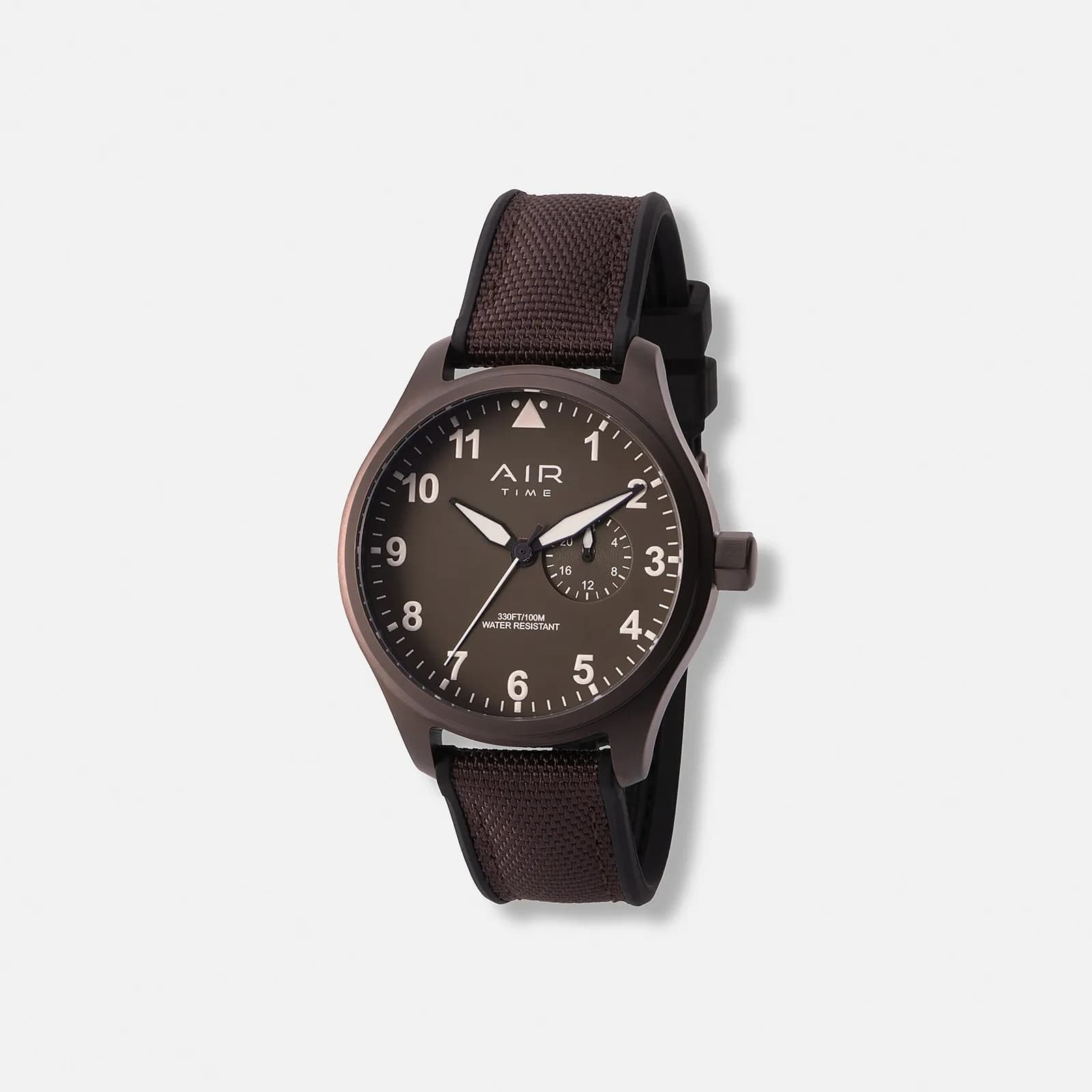 Air Time herrklocka, brun tavla, gummiband - 44 mm