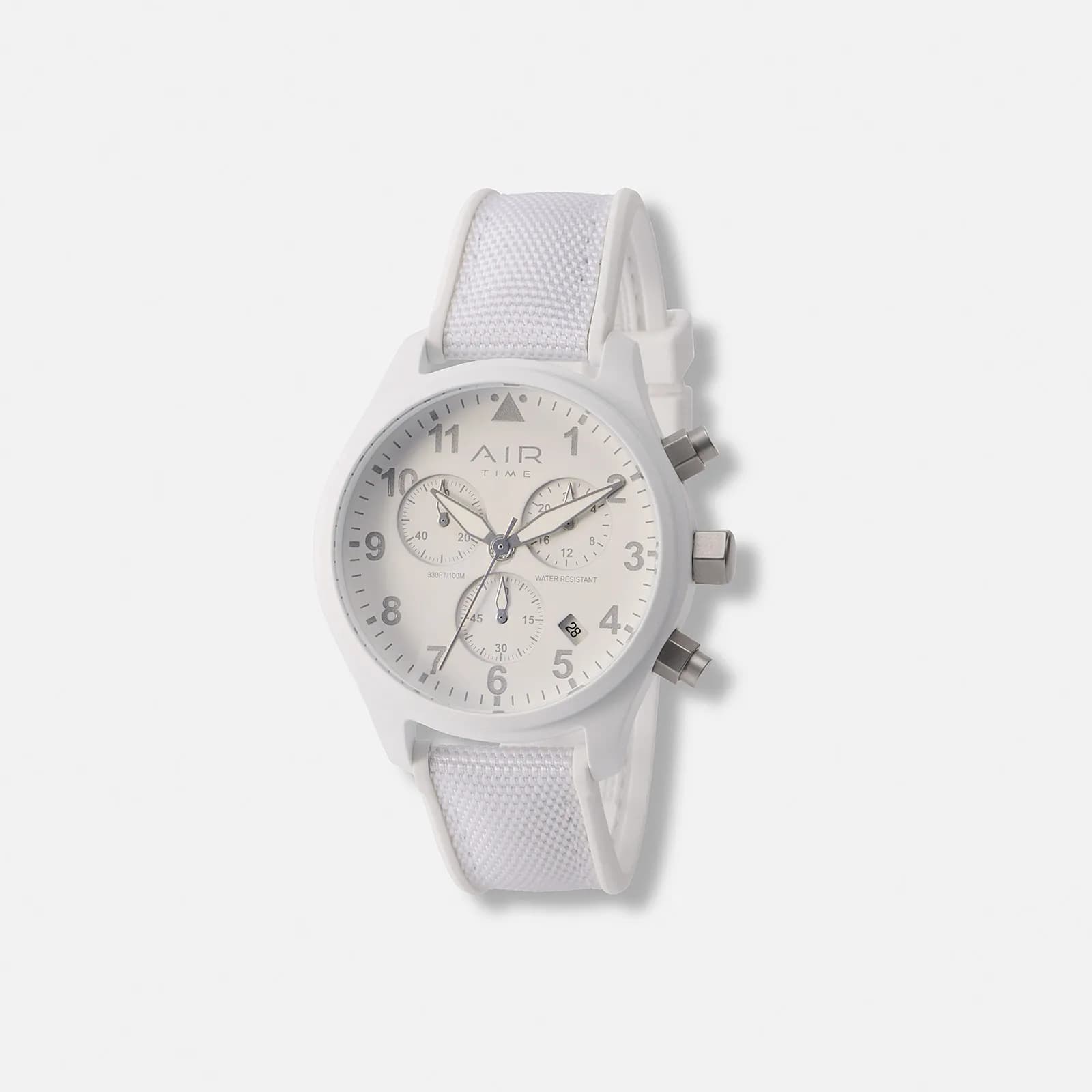 Air Time Chrono, vit tavla, gummiband - 44 mm