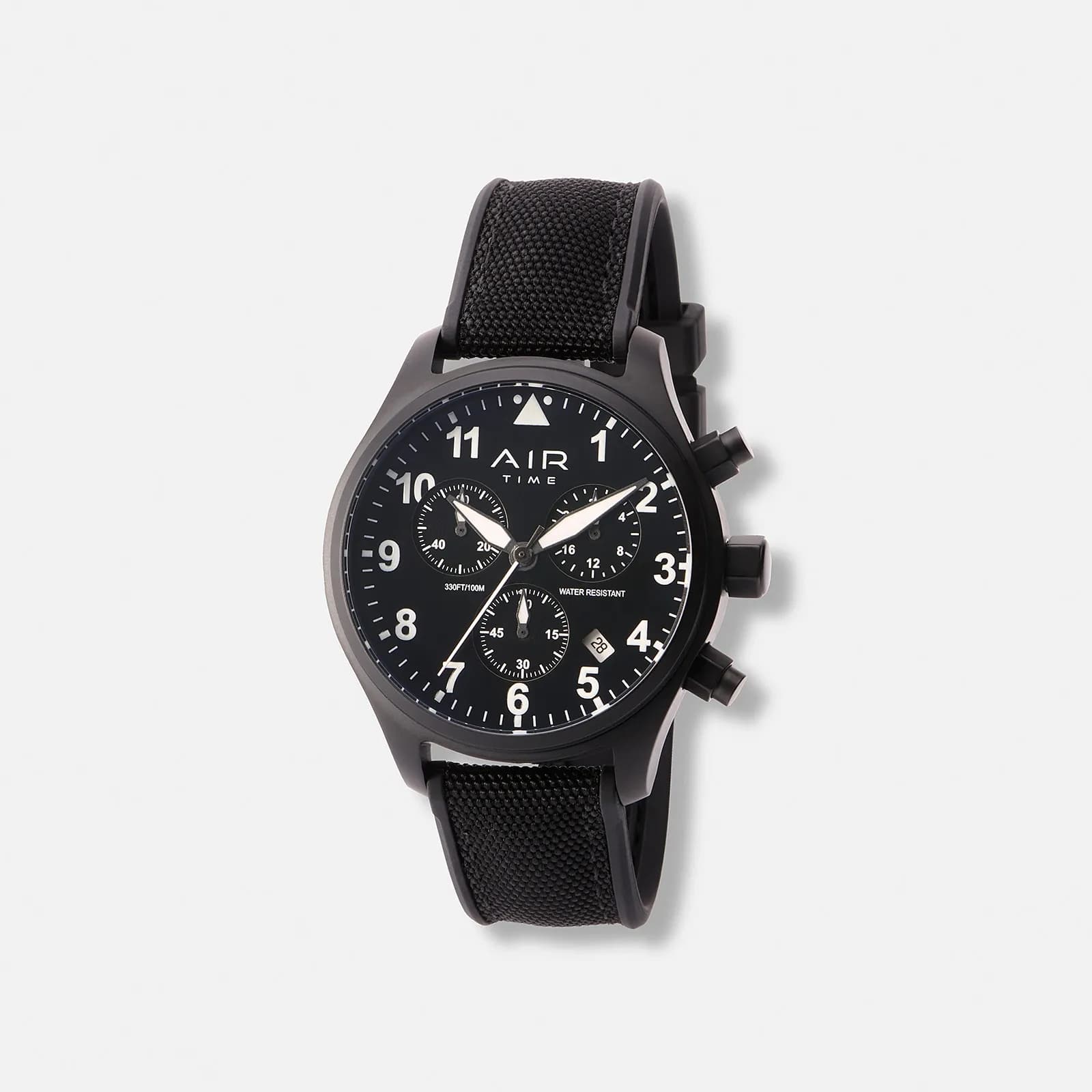 Air Time Chrono, svart, gummiband - 44 mm