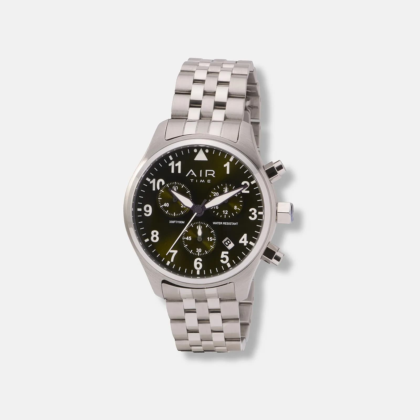 Air Time Chrono, grön tavla, metallband - 42 mm