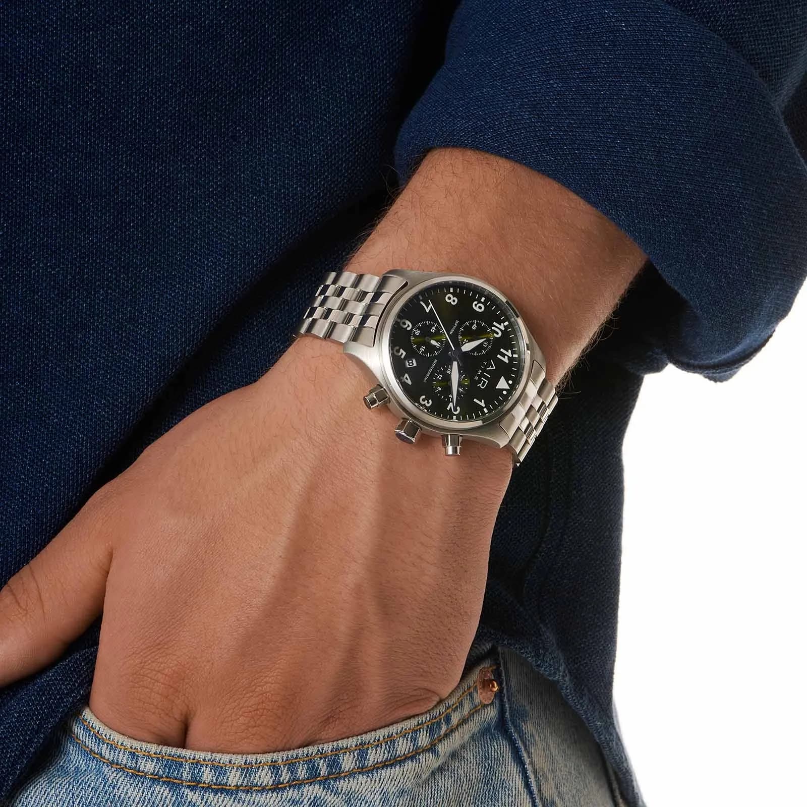 Air Time Chrono, grön tavla, metallband - 42 mm 2