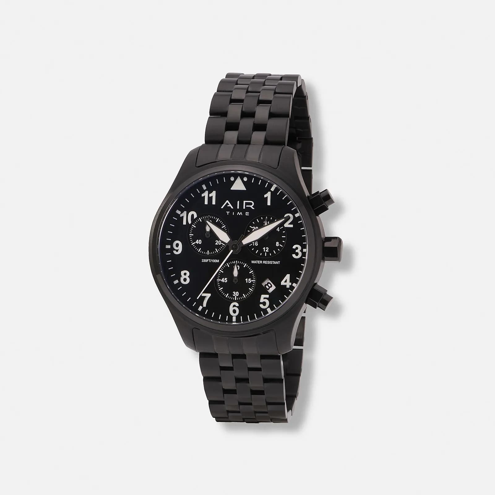 Air Time Chrono, svart tavla & metallband - 42 mm