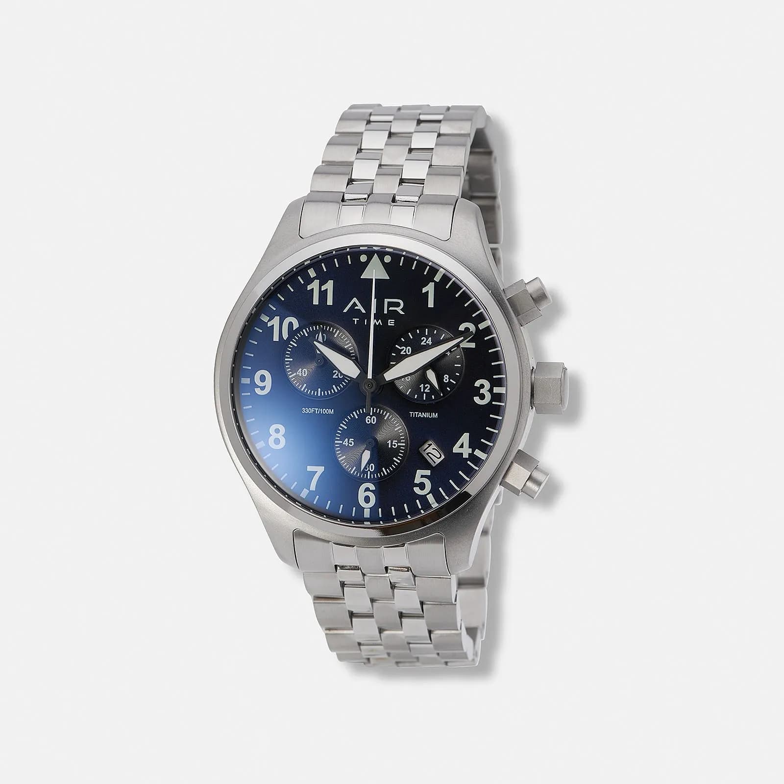 Air Time Chrono, blå tavla, titanlänk - 42 mm