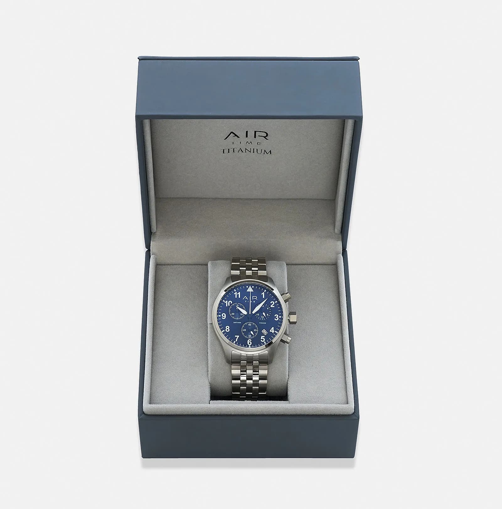 Air Time Chrono, blå tavla, titanlänk - 42 mm 2