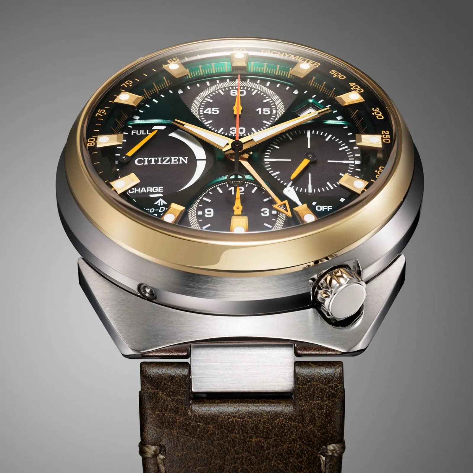 Citizen Promaster herr grön/stål, läderband - AV0104-06W 3