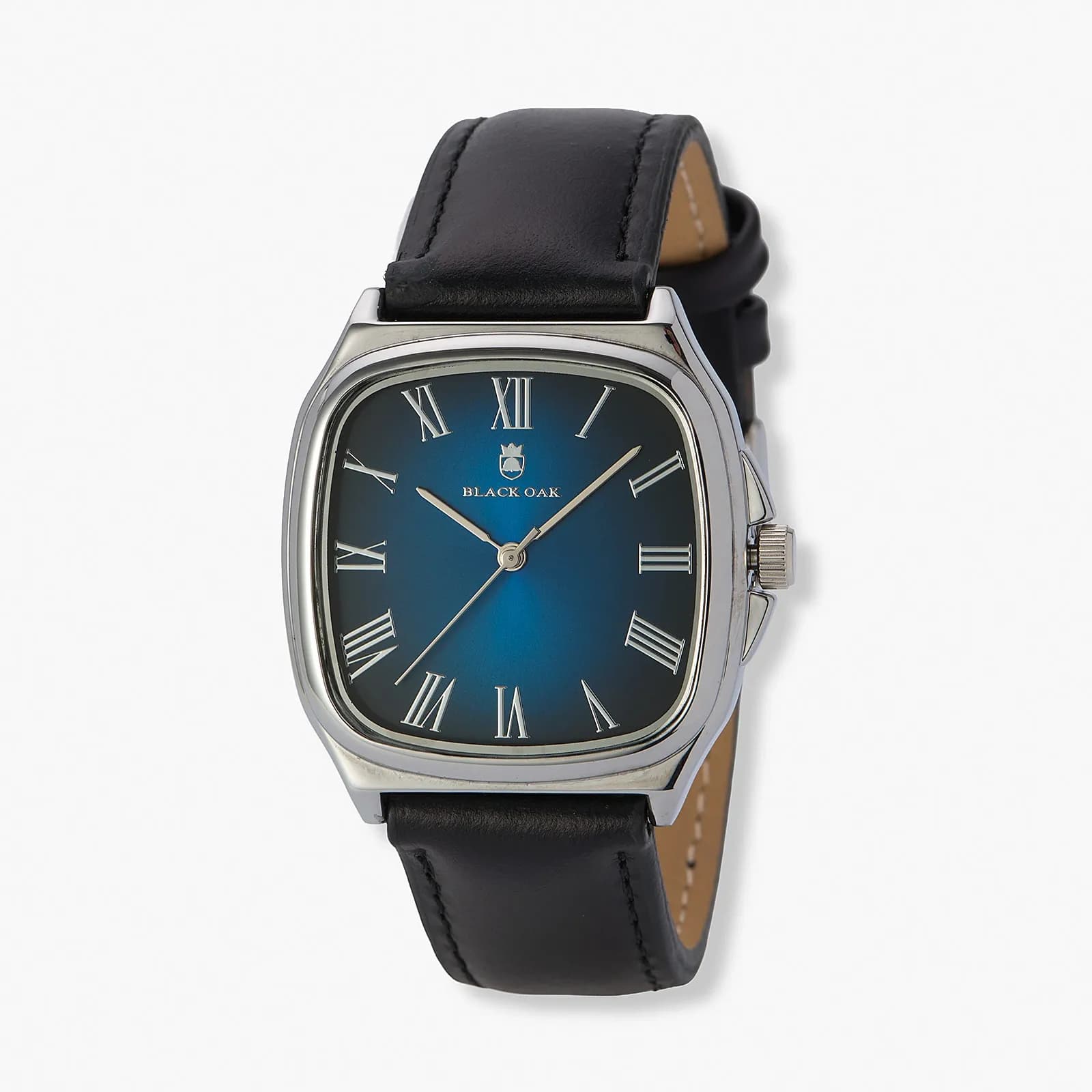 Black Oak Valente fyrkantig, läder svart/blå - 38mm