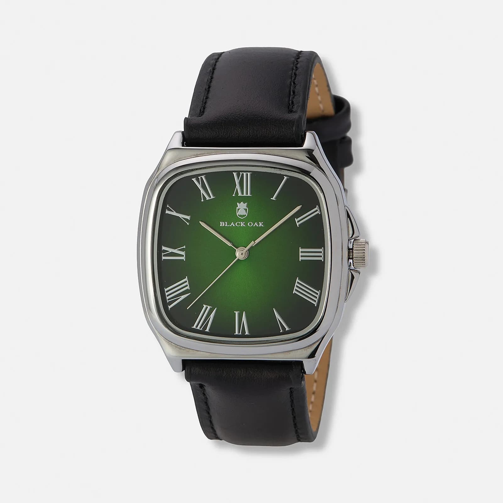 Black Oak Valente fyrkantig, läder svart/grön - 38mm