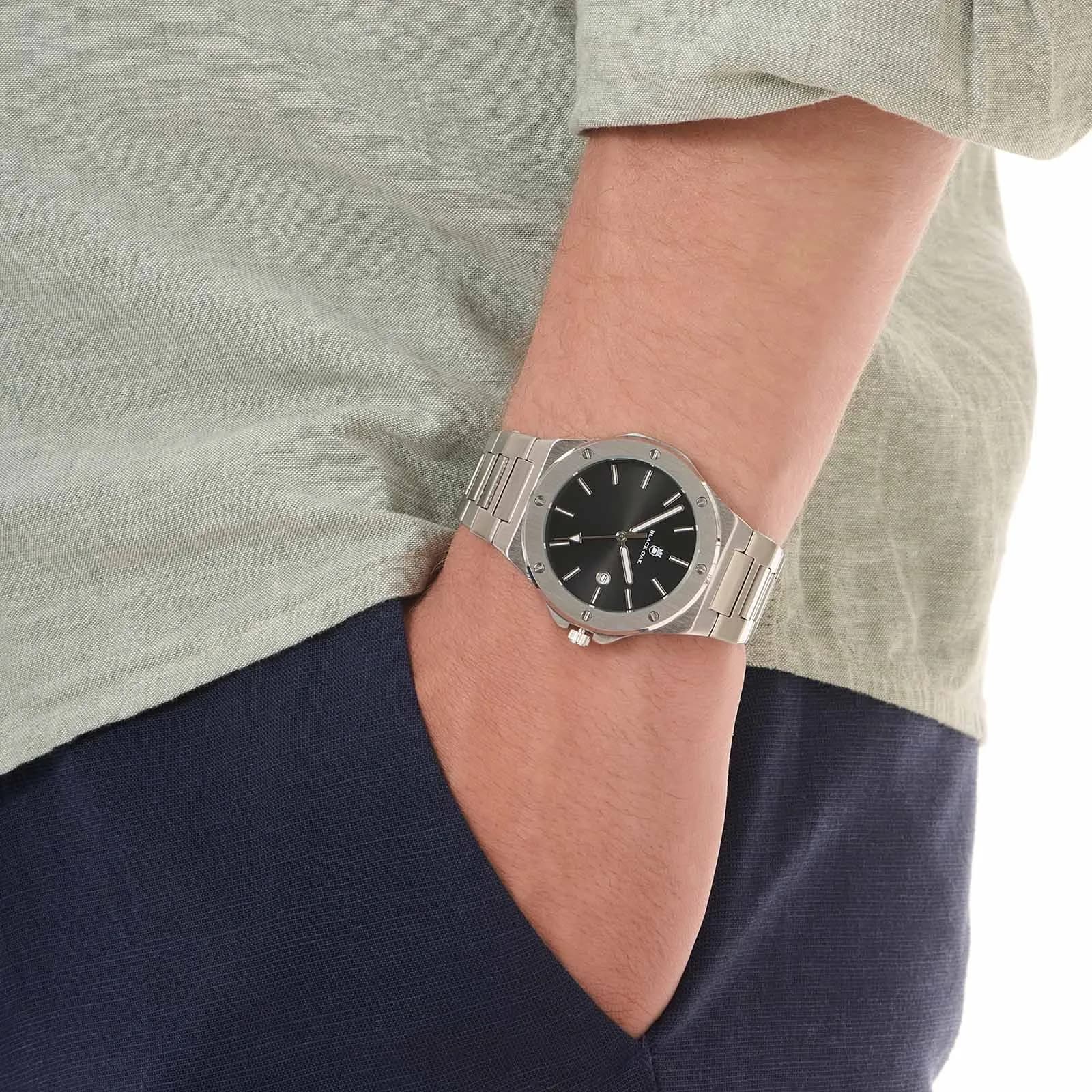 Black Oak Legend herrklocka metallband silver/svart - 42 mm 2