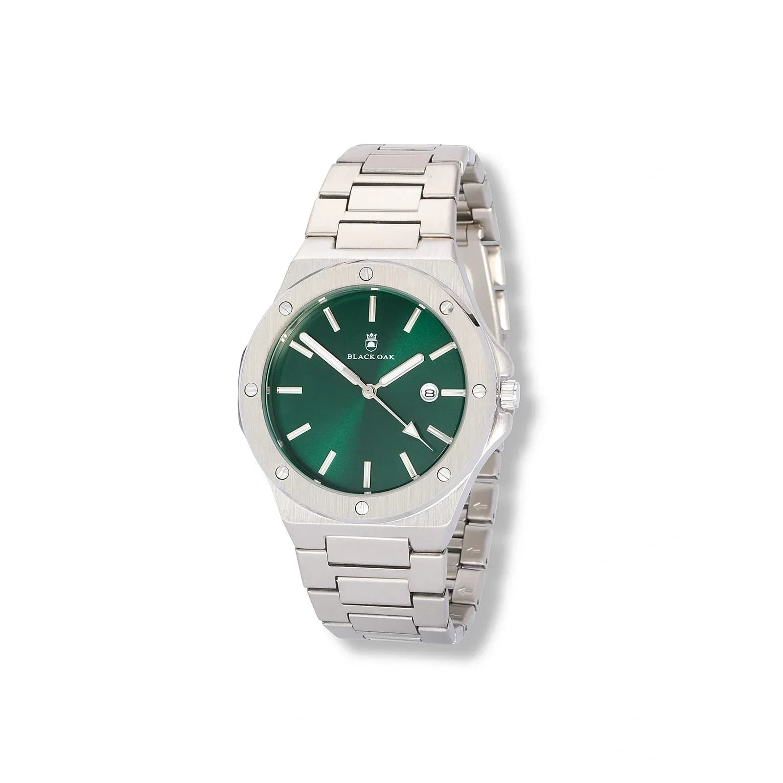 Black Oak Legend herrklocka metallband silver/grön - 42 mm