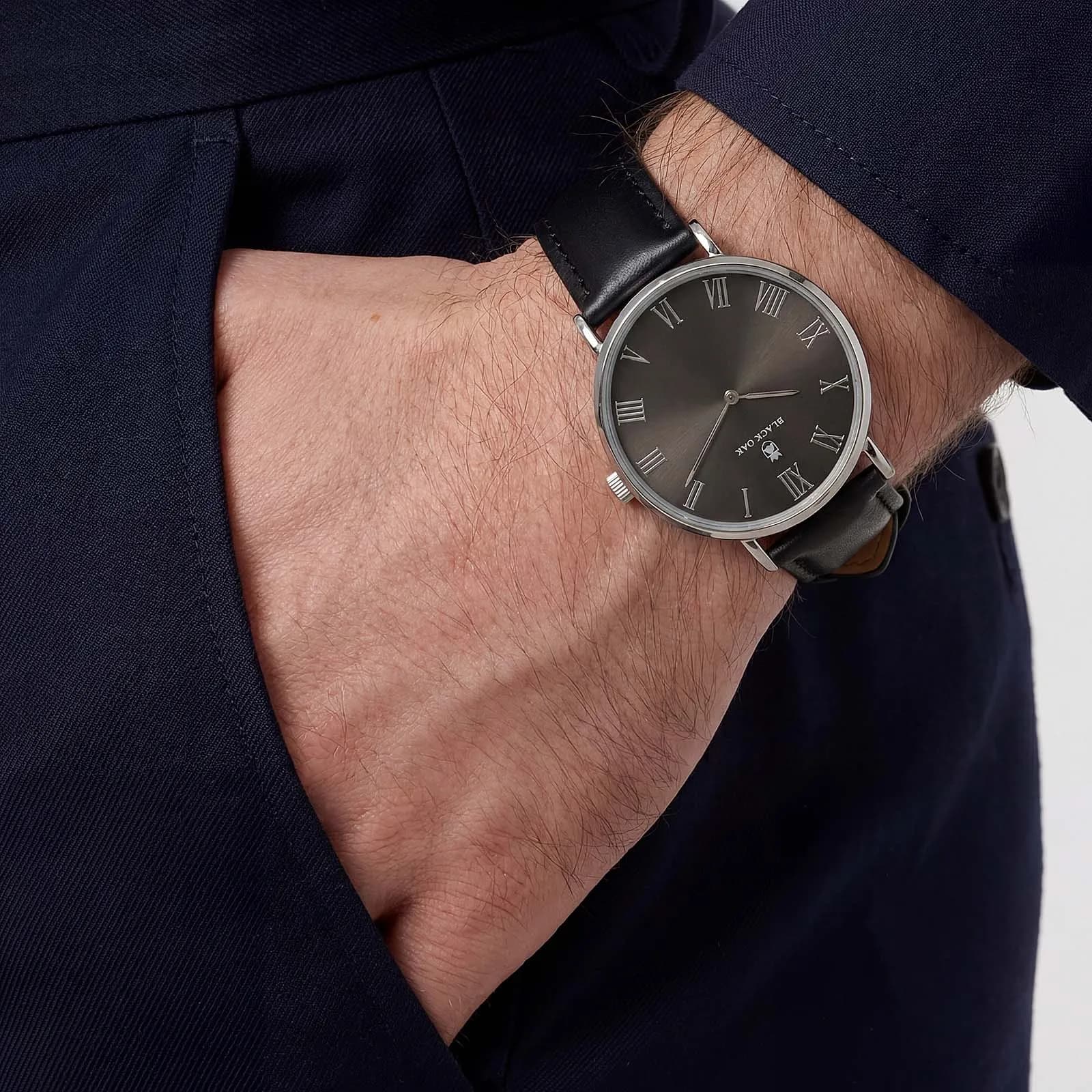 Black Oak Pagoda herr,  läderband svart/svart - 41mm 2