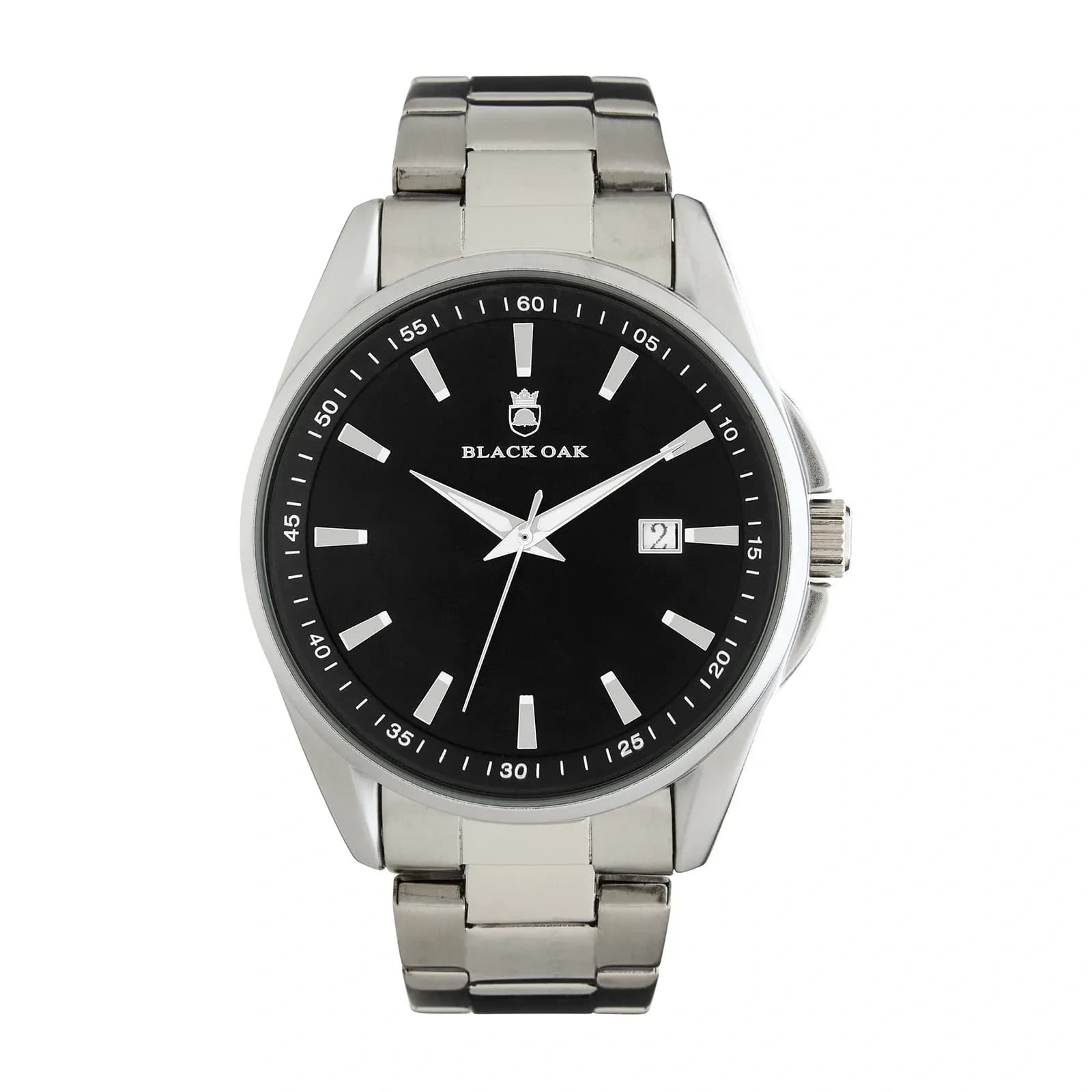 Black Oak Spike herrklocka - silver/svart, 43 mm