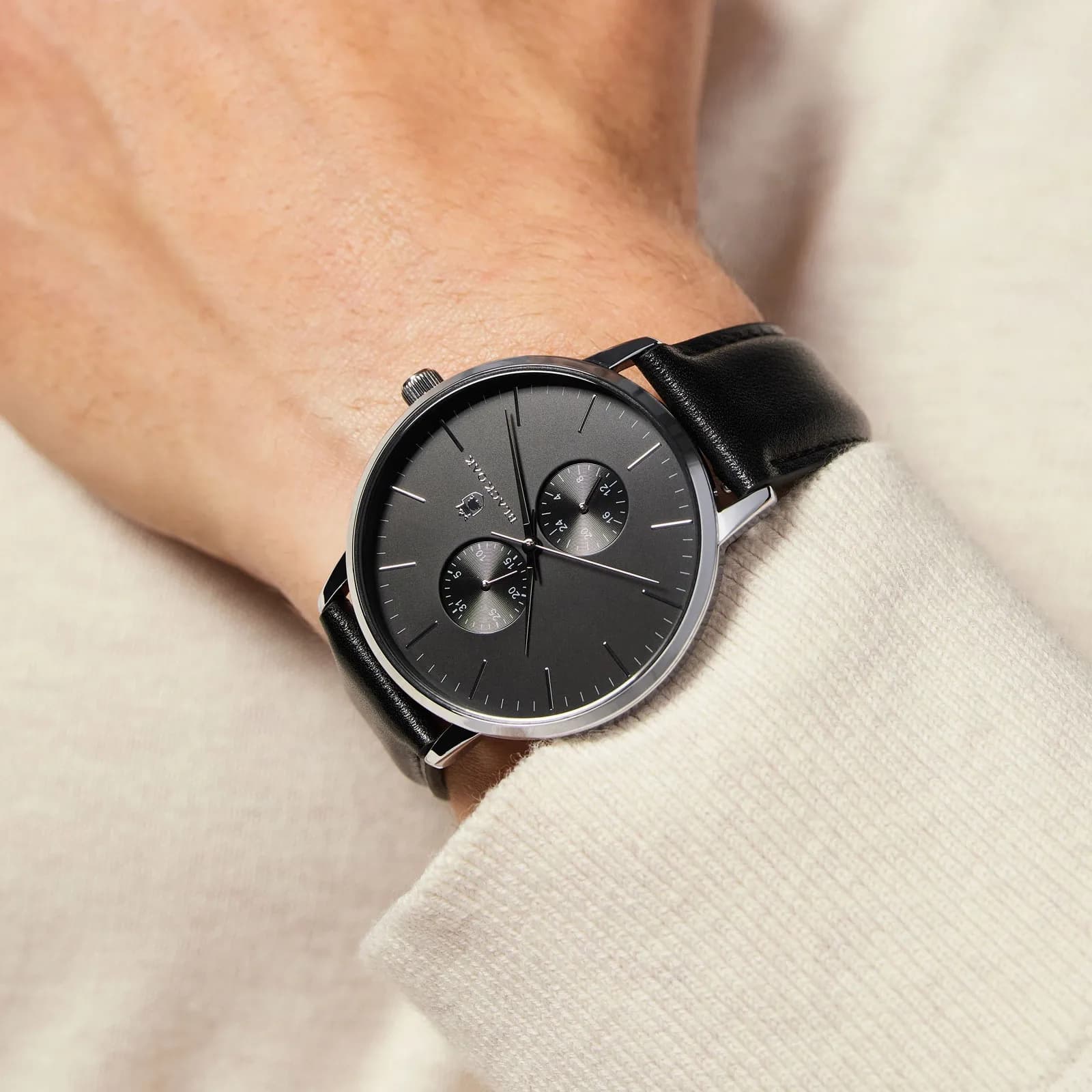 Black Oak Shumardii herrklocka - svart/silver, 42 mm 2