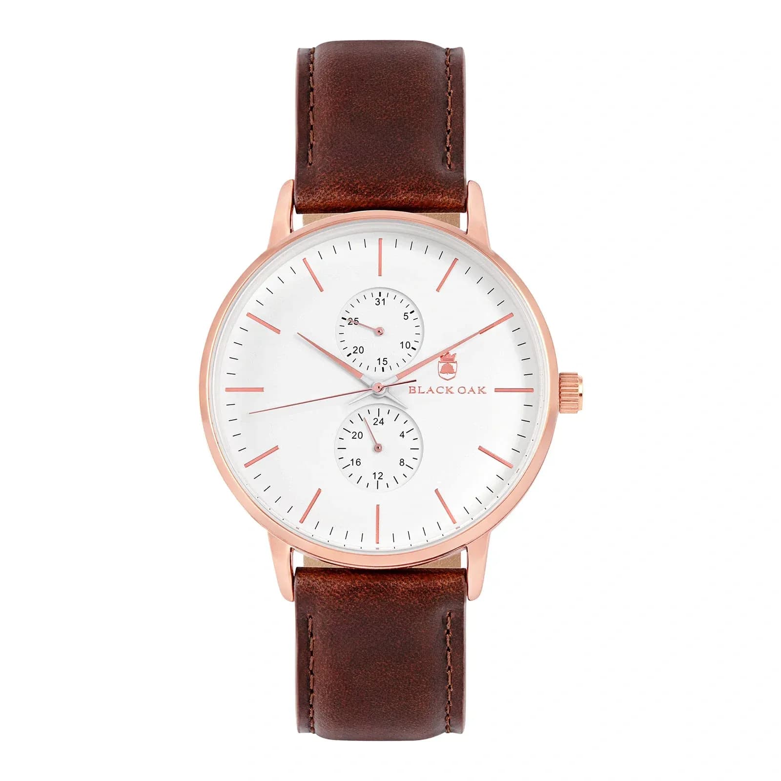 Black Oak Shumardii herrklocka - brun/rosegold, 42 mm