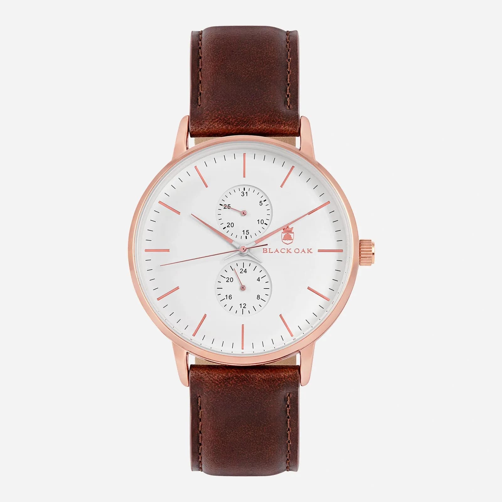 Black Oak Shumardii herrklocka - brun/rosegold, 42 mm