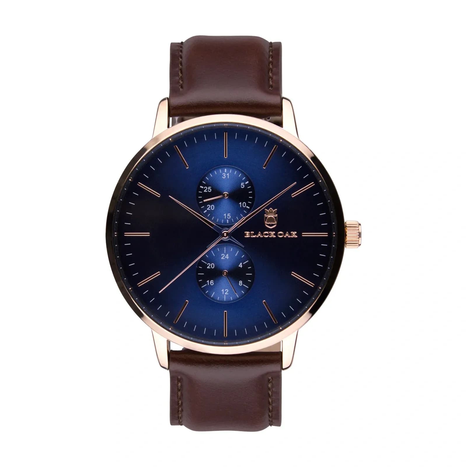 Black Oak Shumardii herrklocka - brun/blå, 42 mm