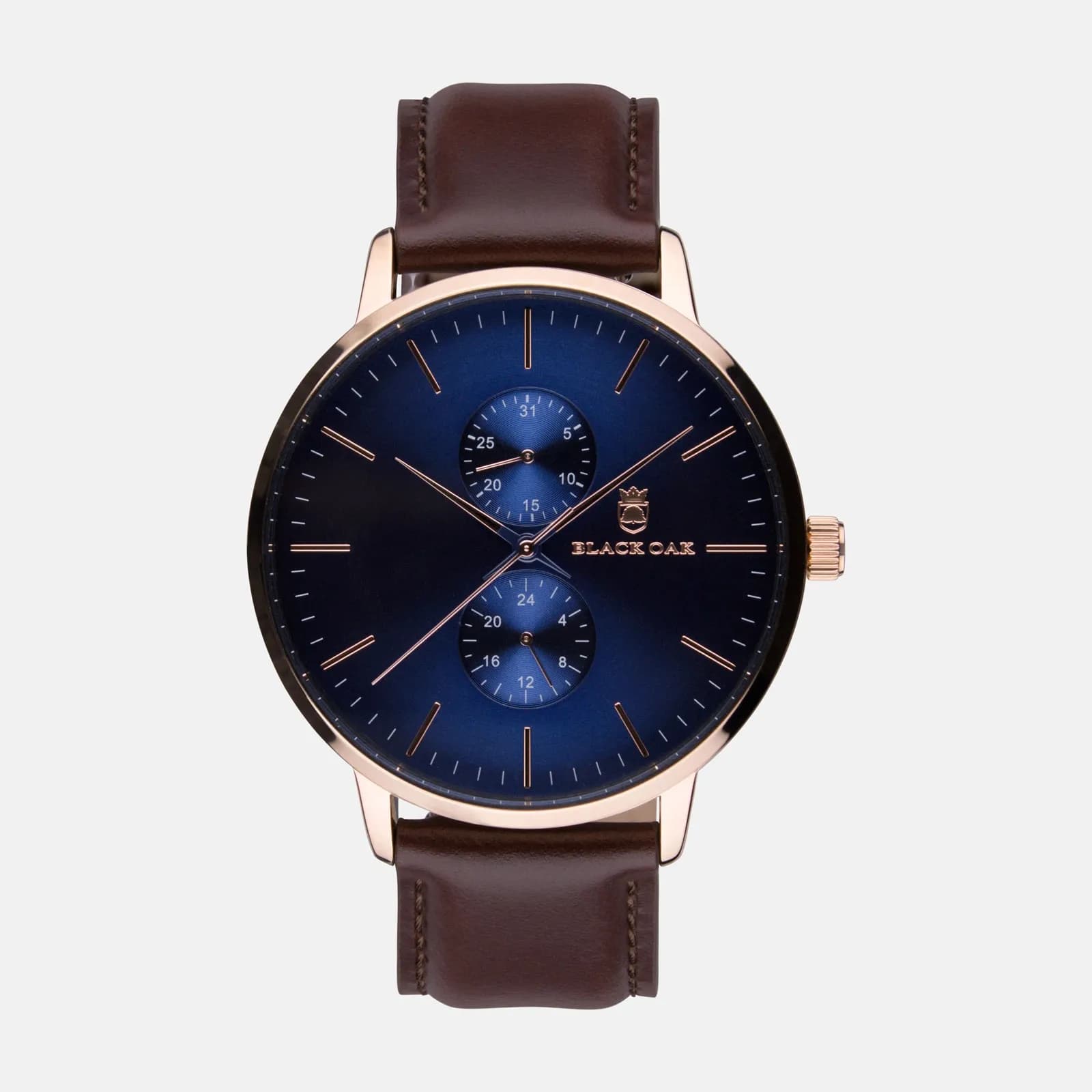 Black Oak Shumardii herrklocka - brun/blå, 42 mm