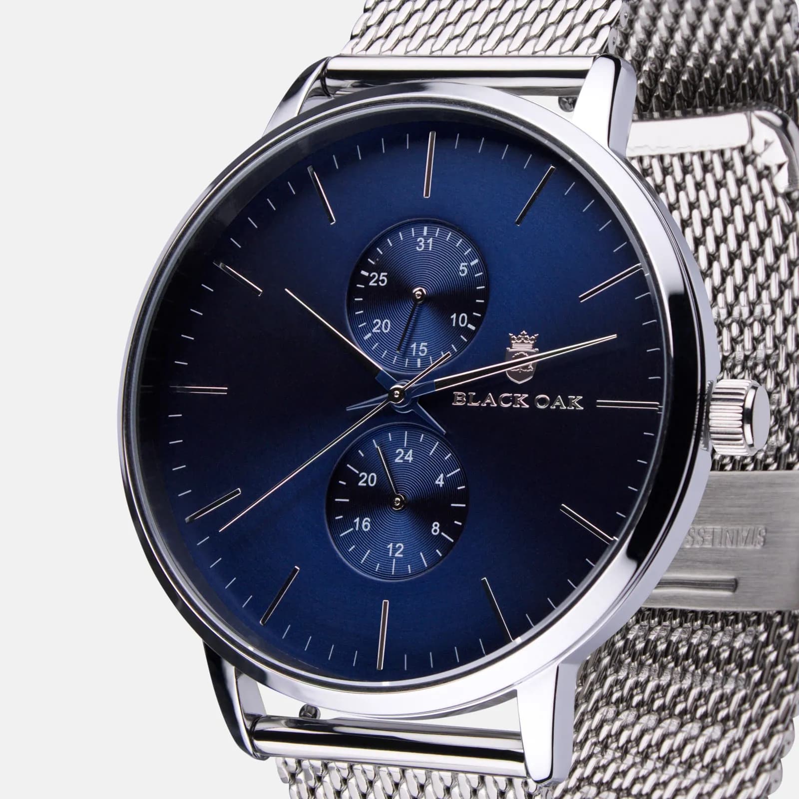 Black Oak Shumardii klocka herrklocka - silver/blå, 42 mm 3