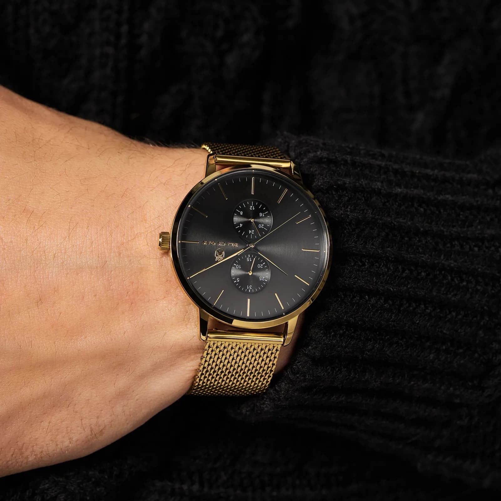 Black Oak Shumardii klocka herrklocka - svart/guld, 42 mm 3